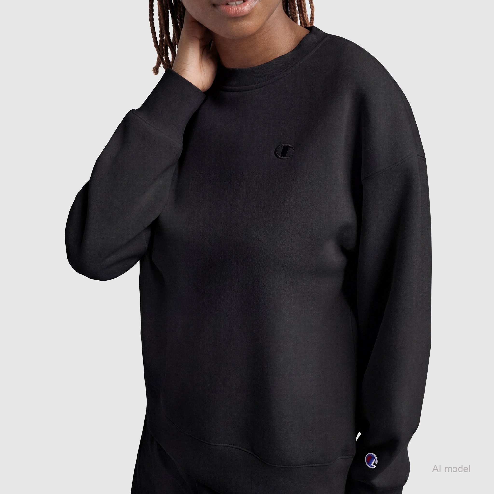 Champion Powerblend Sweatshirt Femme Noir Petit C Coton