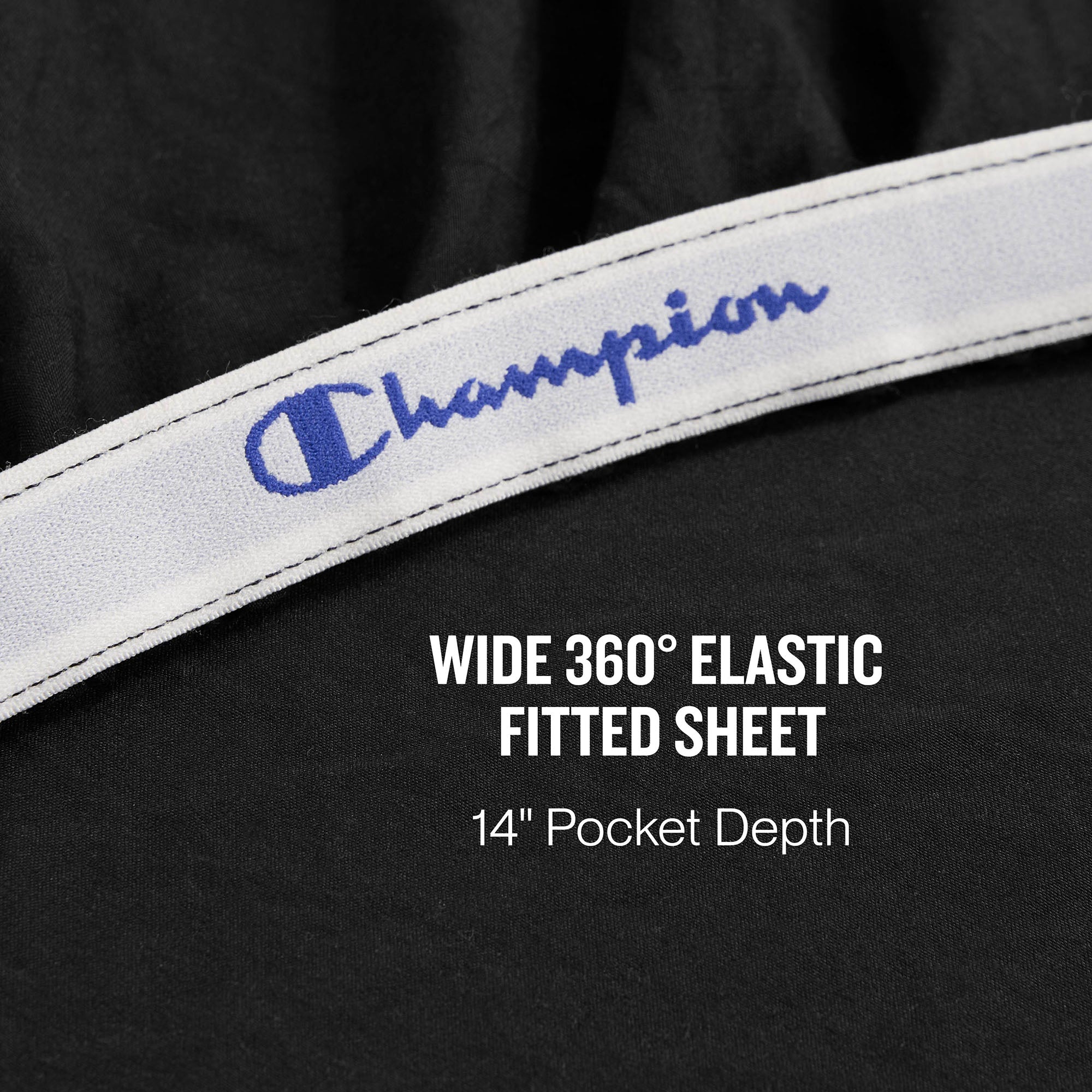 Champion Peak Comfort Parure draps microfibre noire Queen