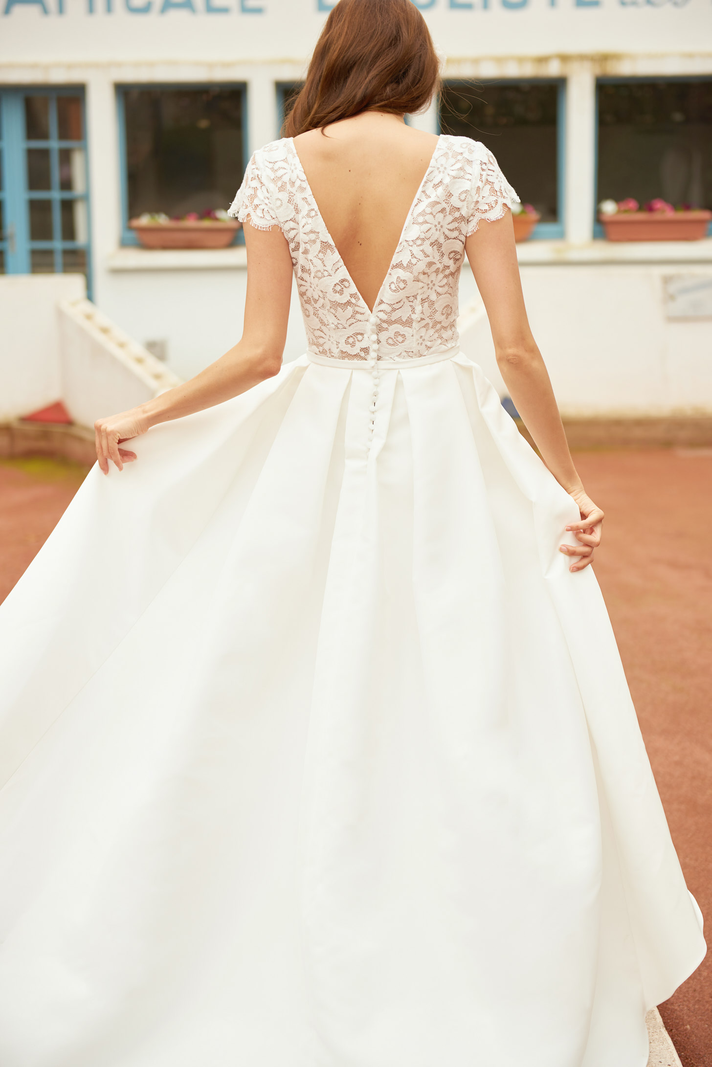 Maison Floret Sur-mesure Milton robe de mariée satin dentelle