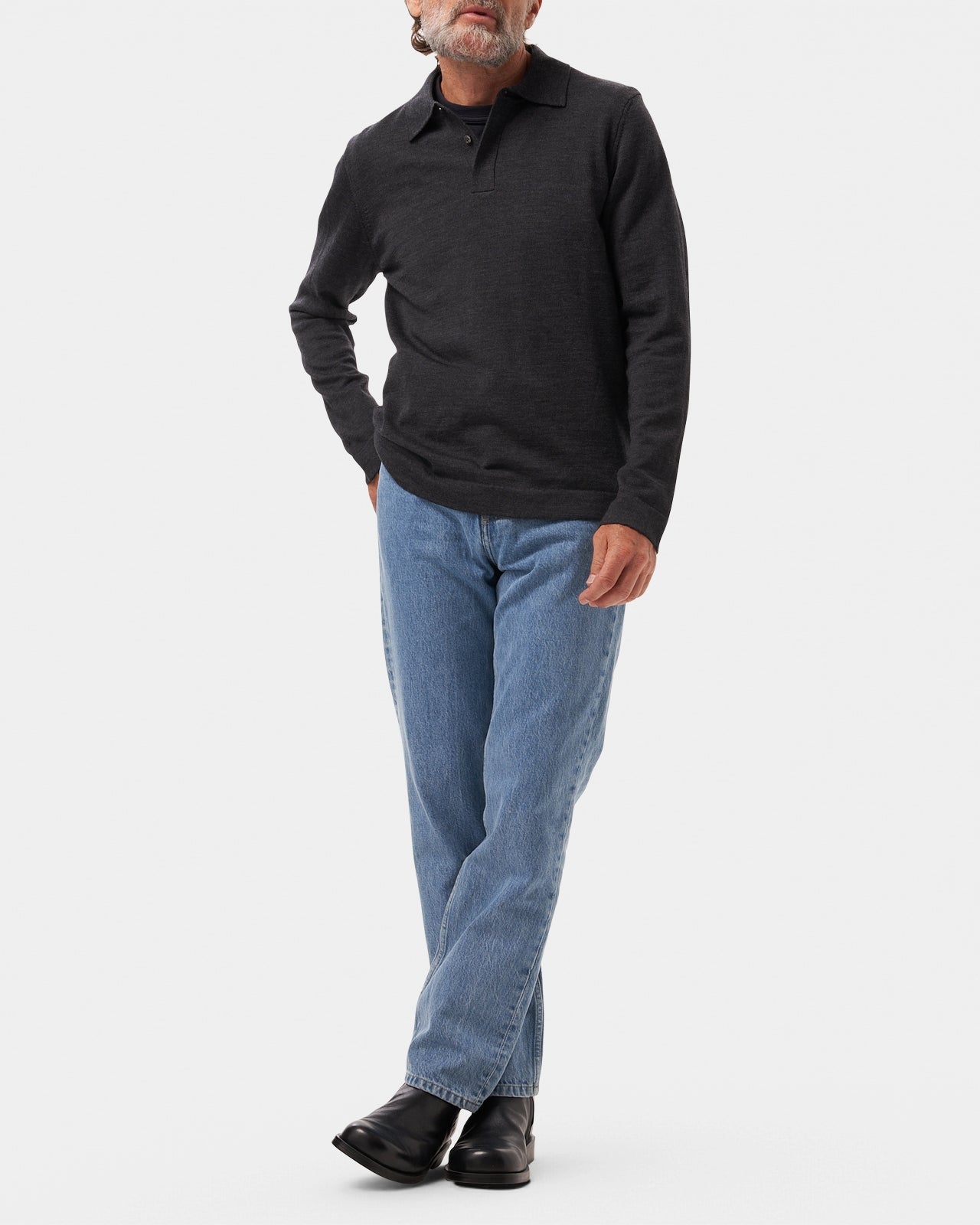 Lafaurie Alessio polo gris chine laine mérinos