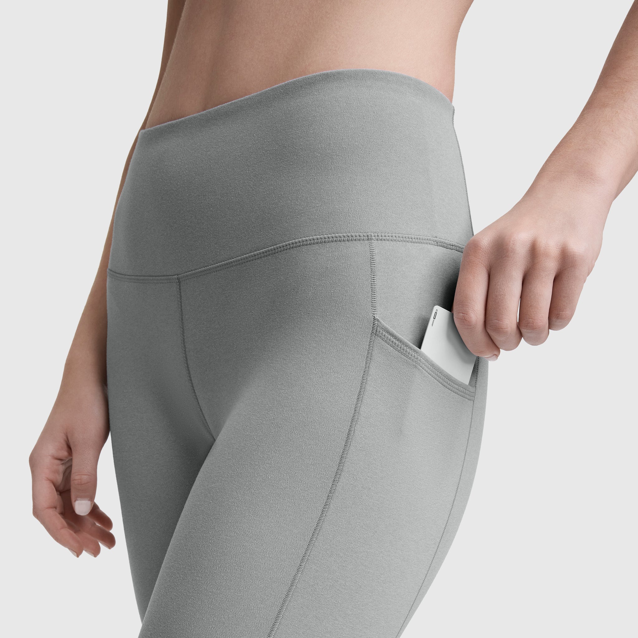 Champion Leggings C Logo legging gris chiné stretch poches