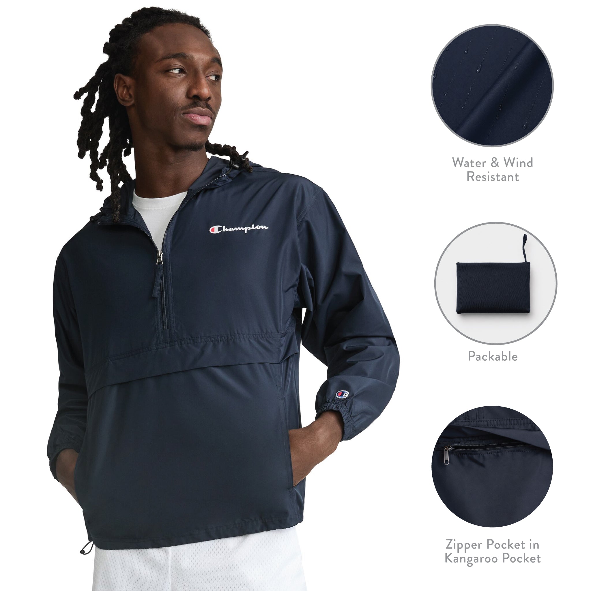 Champion Stadium Veste coupe-vent noire polyester recyclé