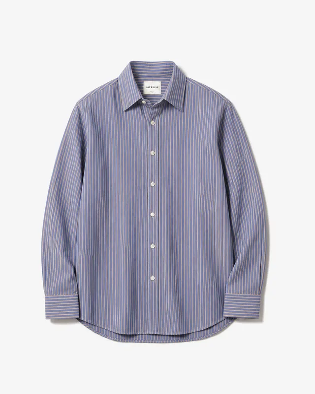 Lafaurie Colette chemise rayée bleu océan coton bio