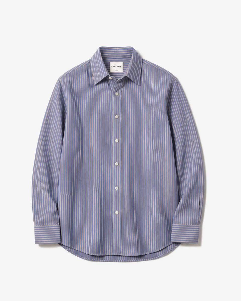 Lafaurie Colette chemise rayée bleu océan coton bio