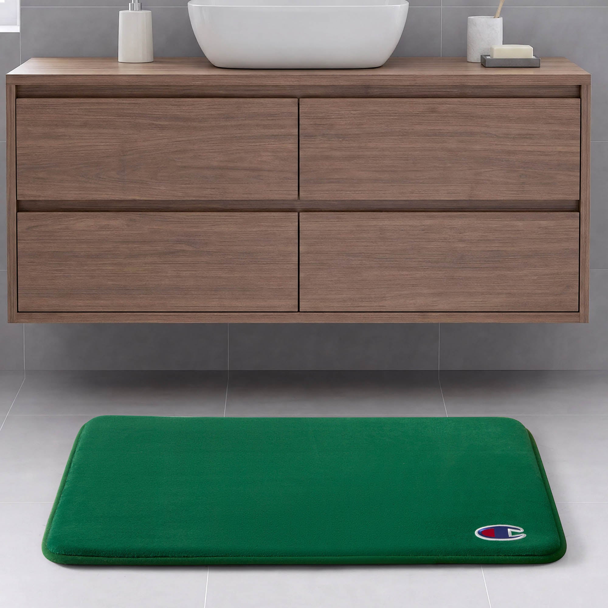 Champion Room Decor Tapis de Bain Mémoire Vert 17x24 Pouces