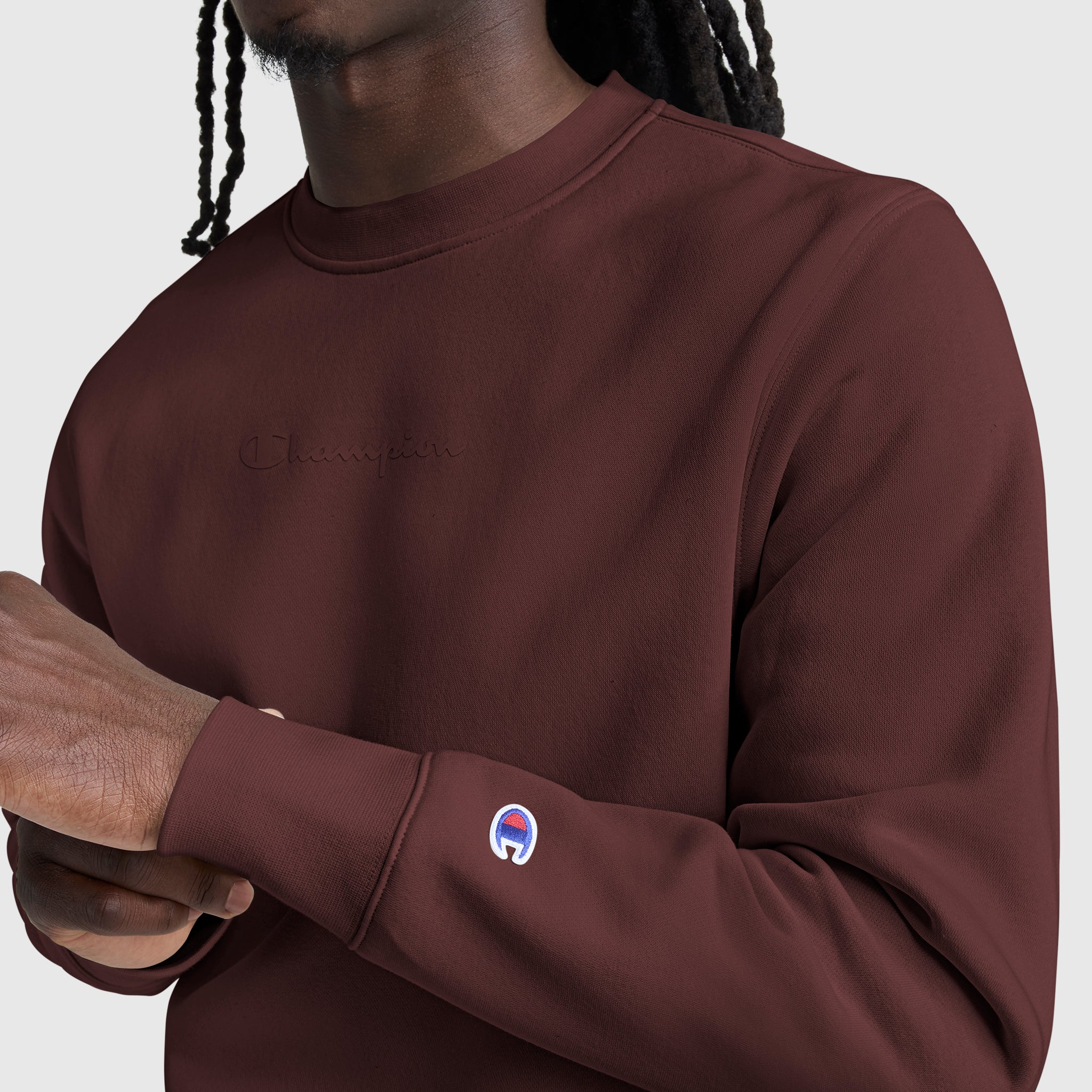 Champion Powerblend Crewneck sweat marron logo tonal