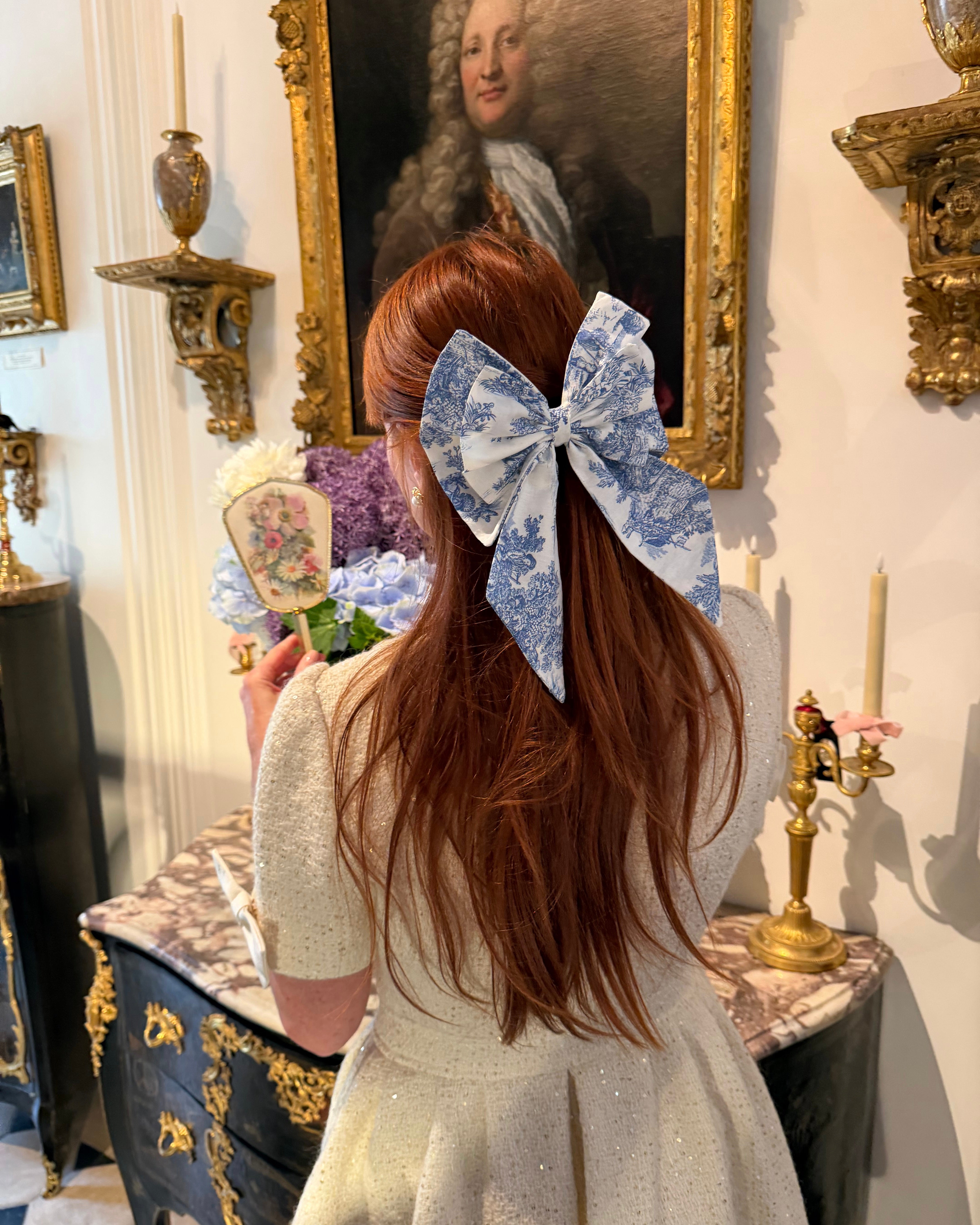 Solène Gisèle Couture Nœud Toile de Jouy Bleue Coton