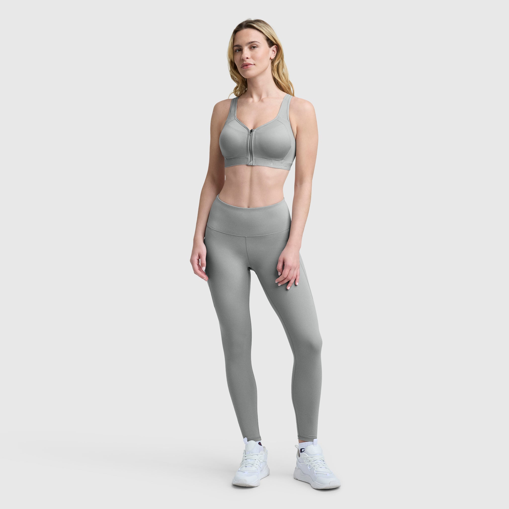 Champion Leggings C Logo legging gris chiné stretch poches