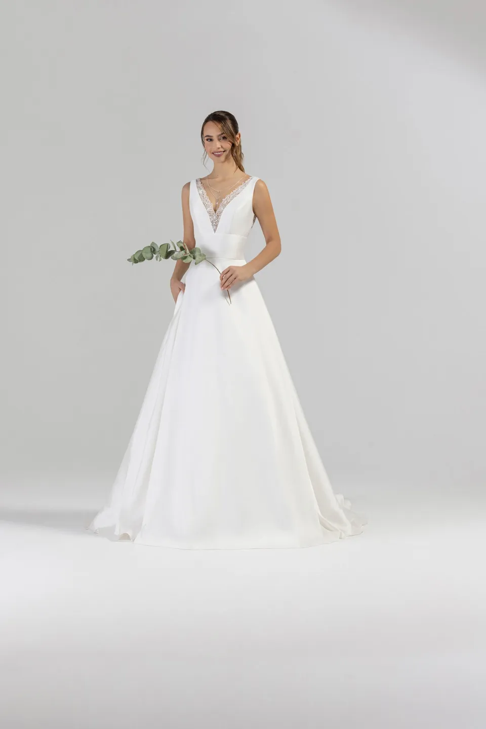 Le Jour de Notre Oui Libre robe de mariée crêpe fluide