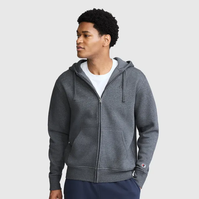 Champion Powerblend Full-Zip Hoodie sweat homme Gris molleton