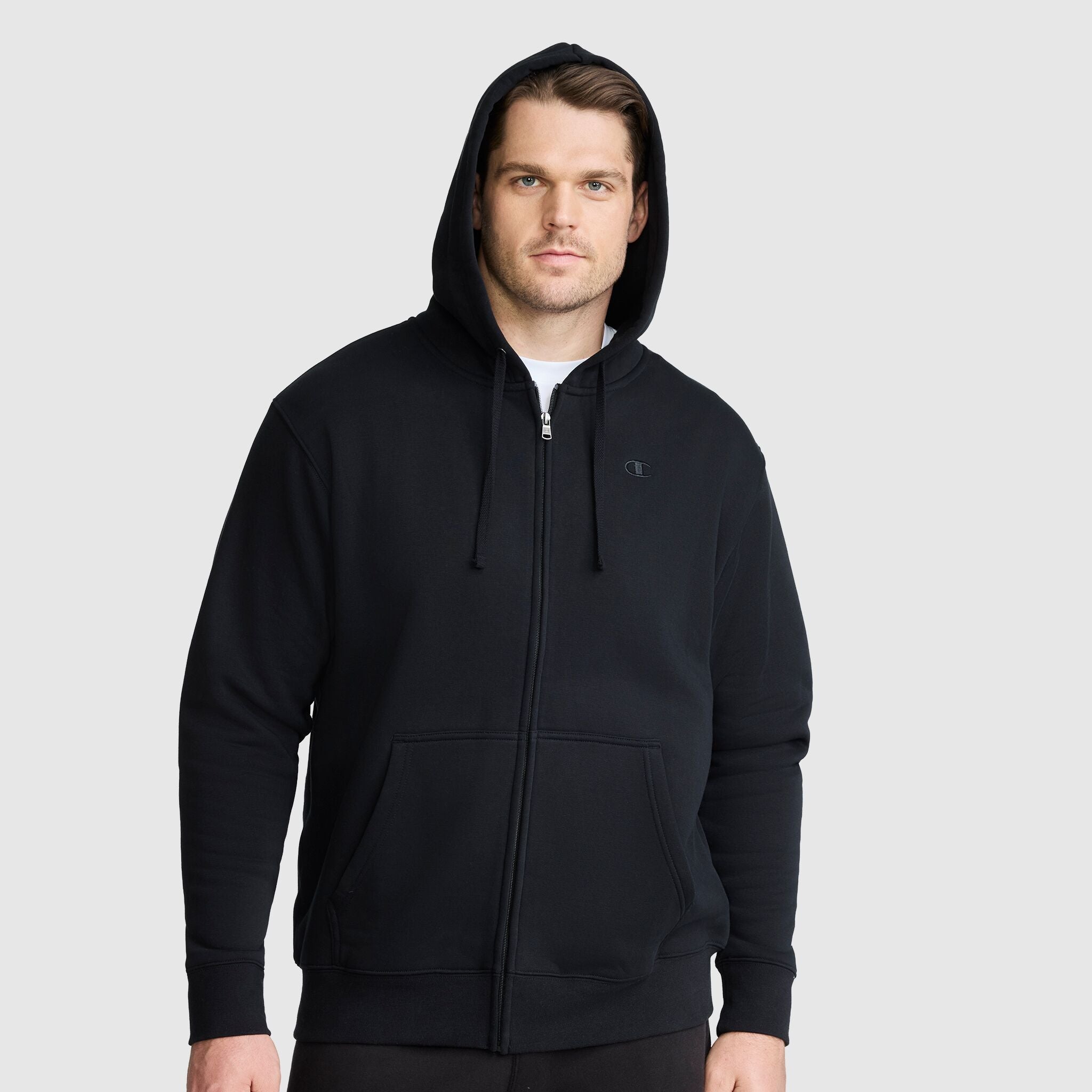 Champion Powerblend Full-Zip Hoodie sweat noir grande taille