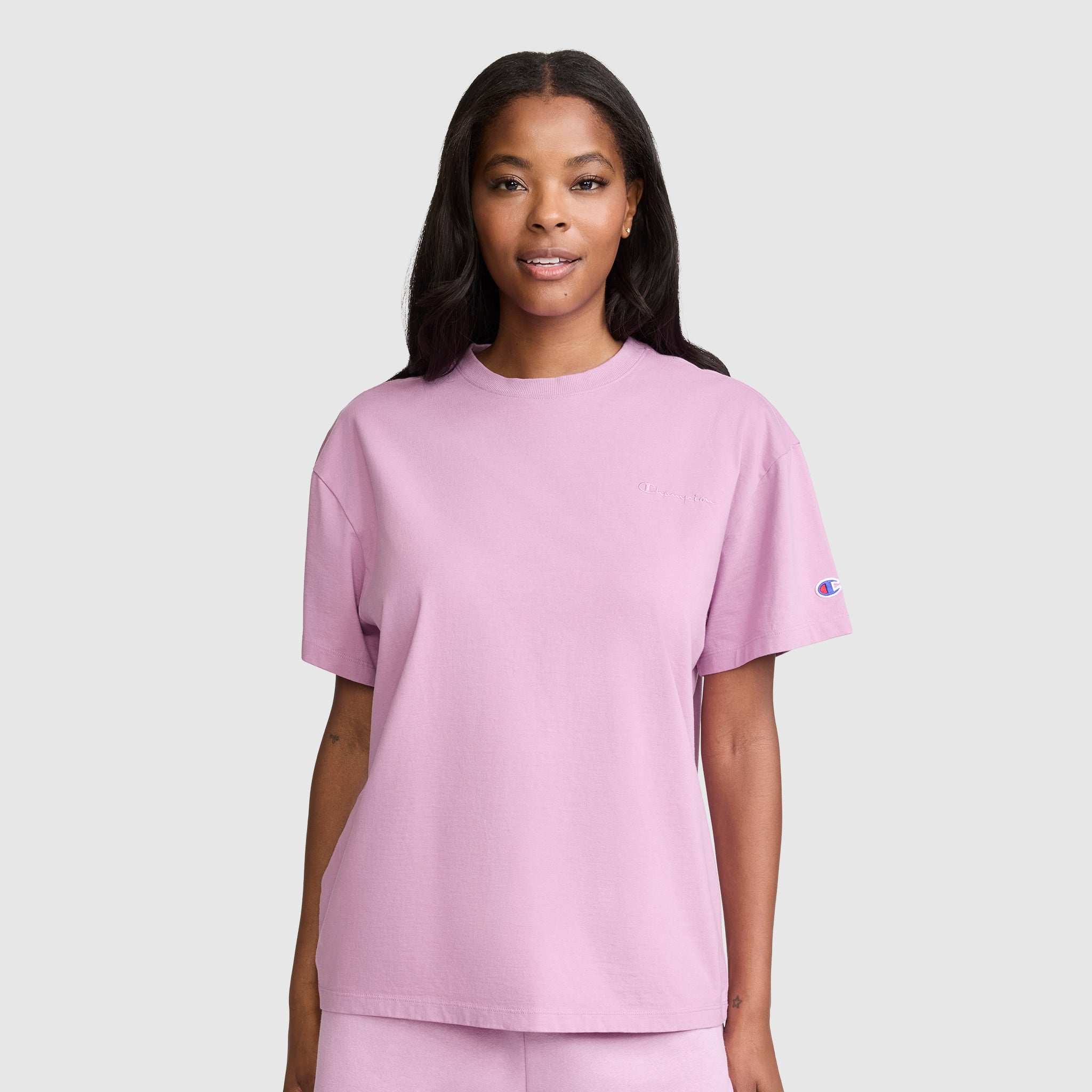 Champion T-Shirt Ample Coton Smoky Grape Femme Manches Courtes
