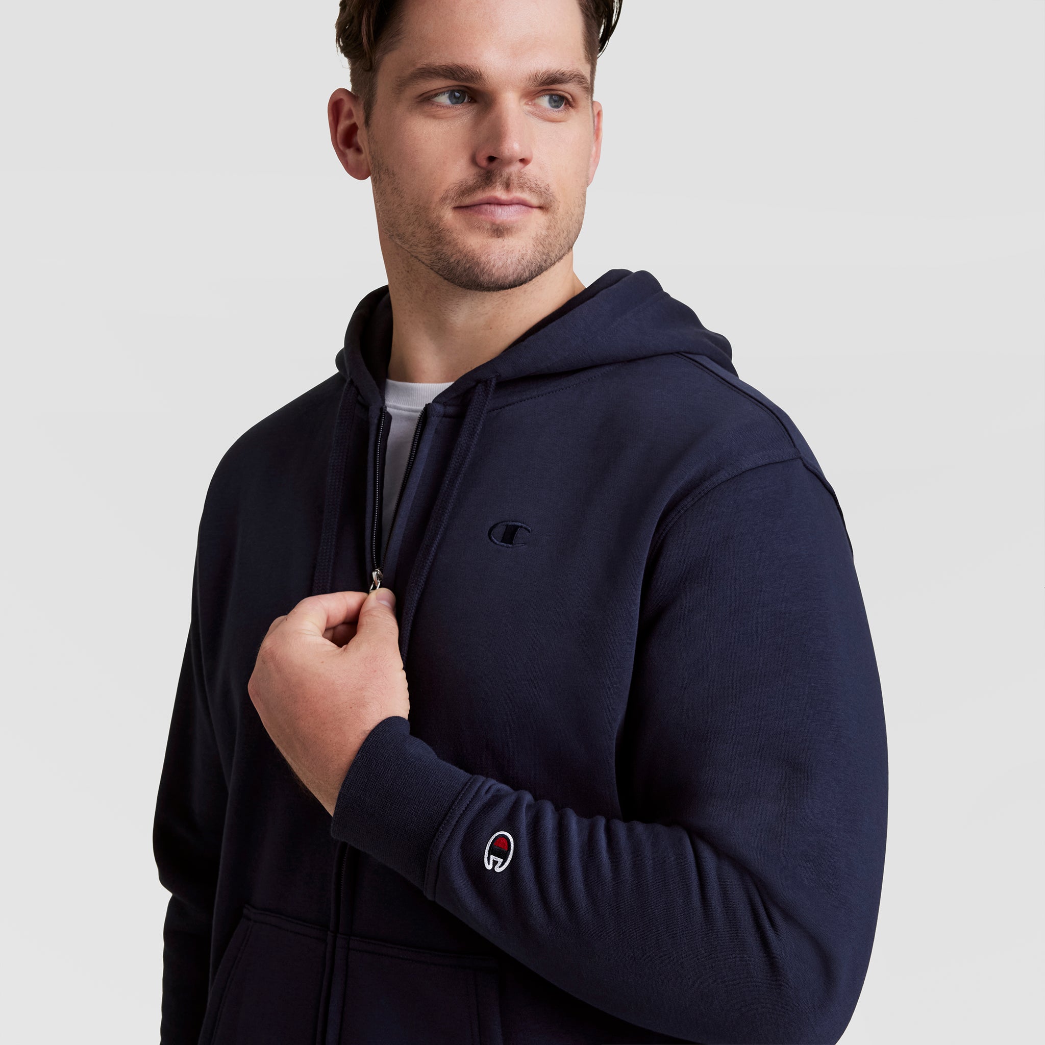Champion Powerblend Full-Zip sweat capuche homme bleu navy