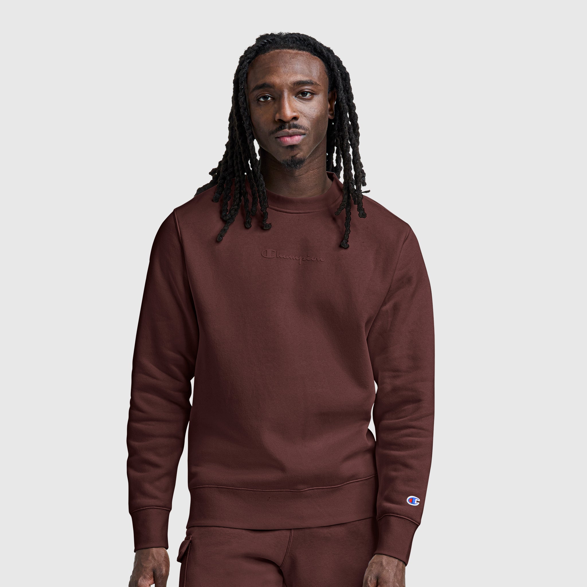 Champion Powerblend Crewneck sweat marron logo tonal
