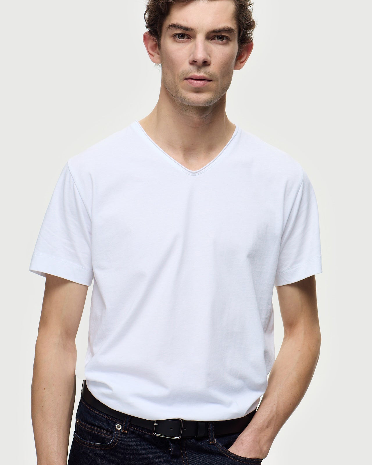 LAFAURIE Barry T-Shirt Blanc Col V Voile Coton