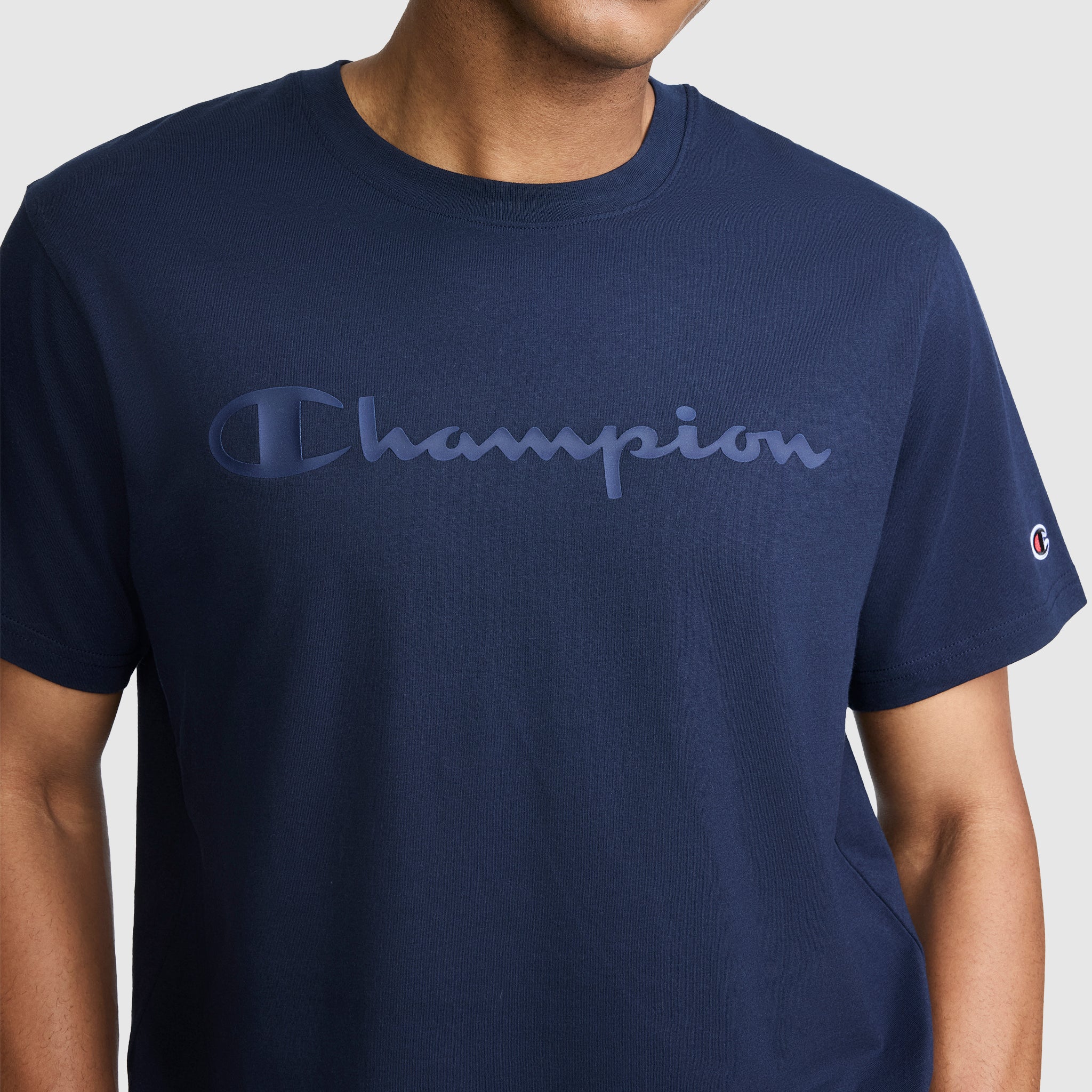 Champion Classic Graphic Tonal Script t-shirt homme bleu marine coton