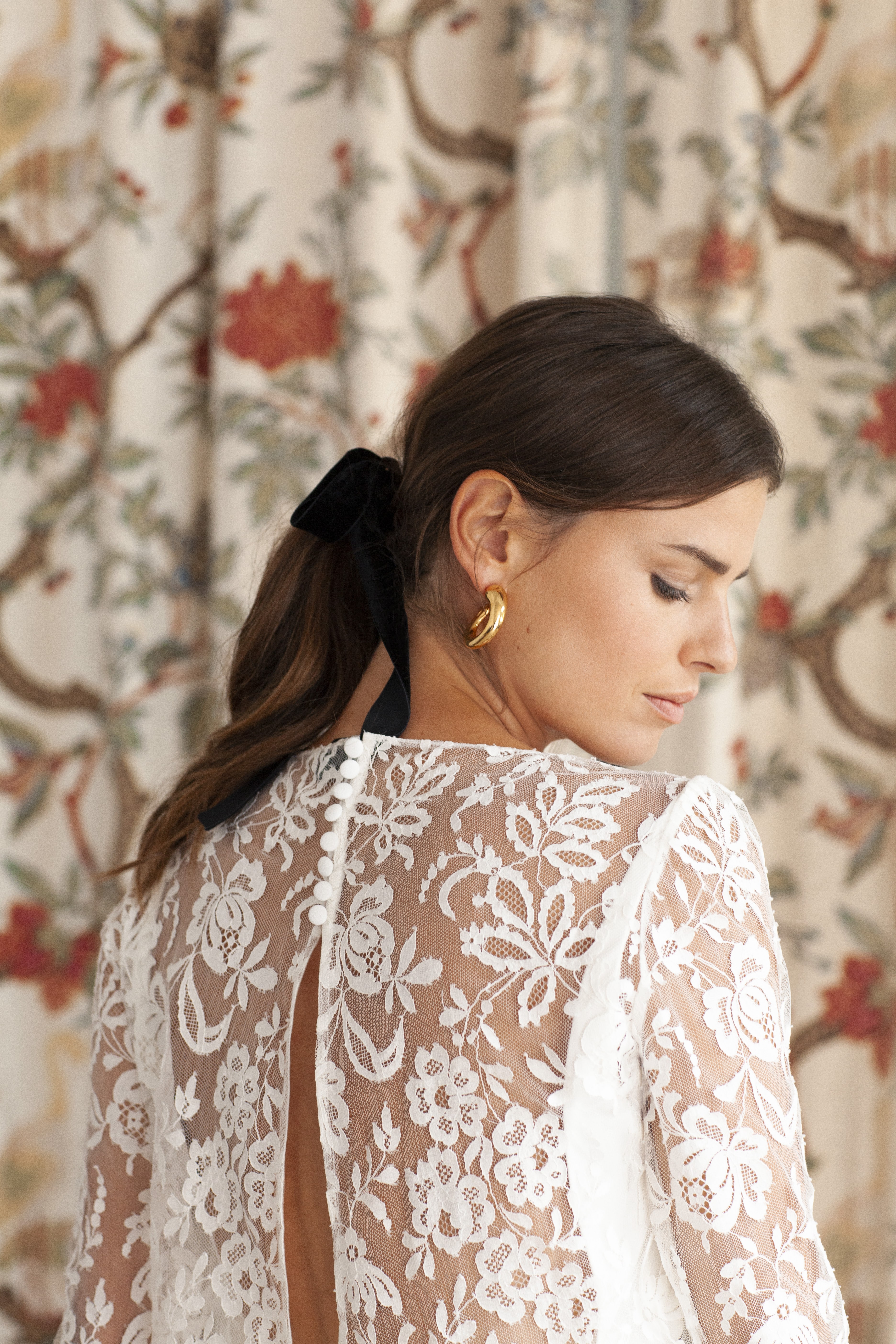 Maison Floret Armand top cropped dentelle de Calais transparent