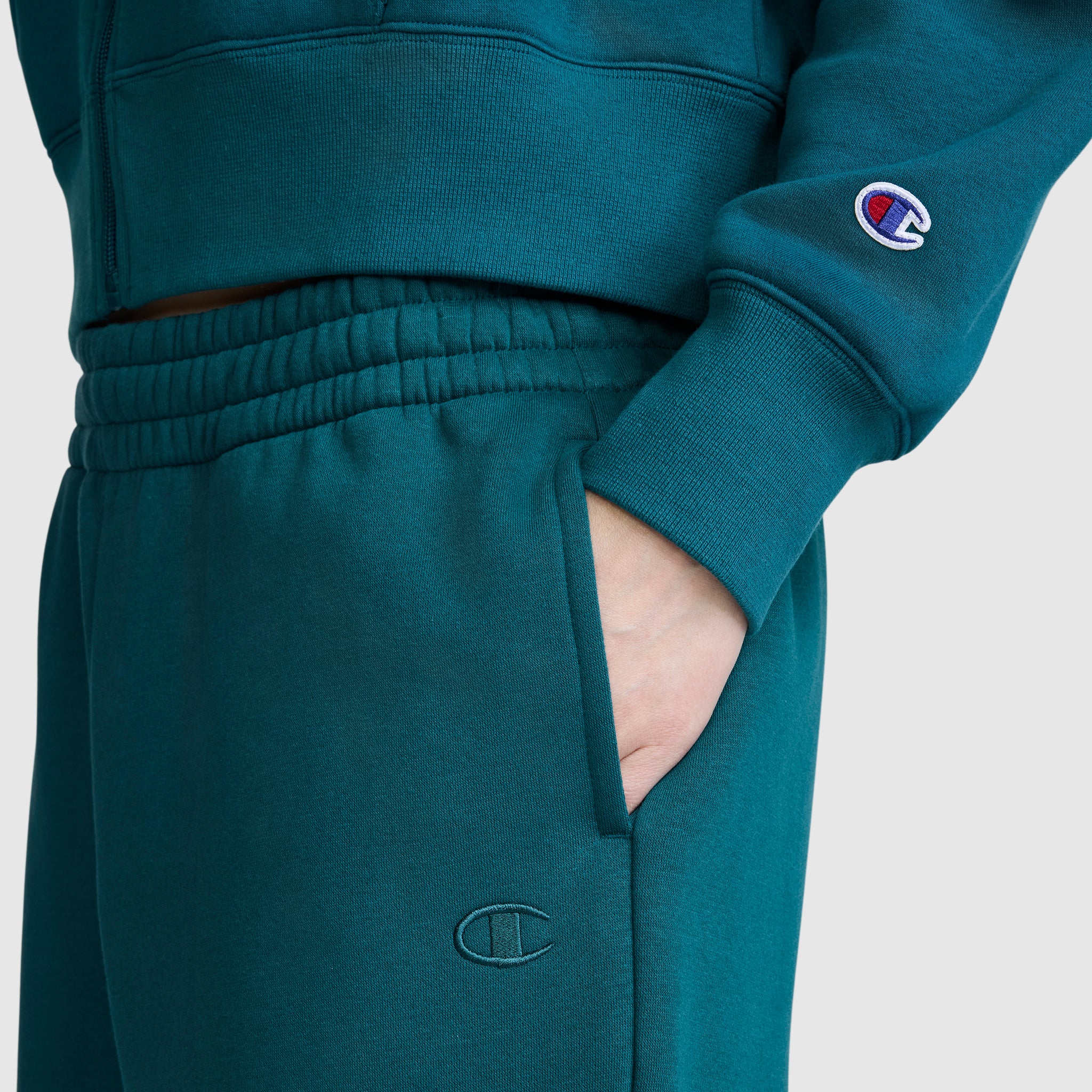 Champion Powerblend Oversized Sweatpants C Logo jogging femme Vert Teal