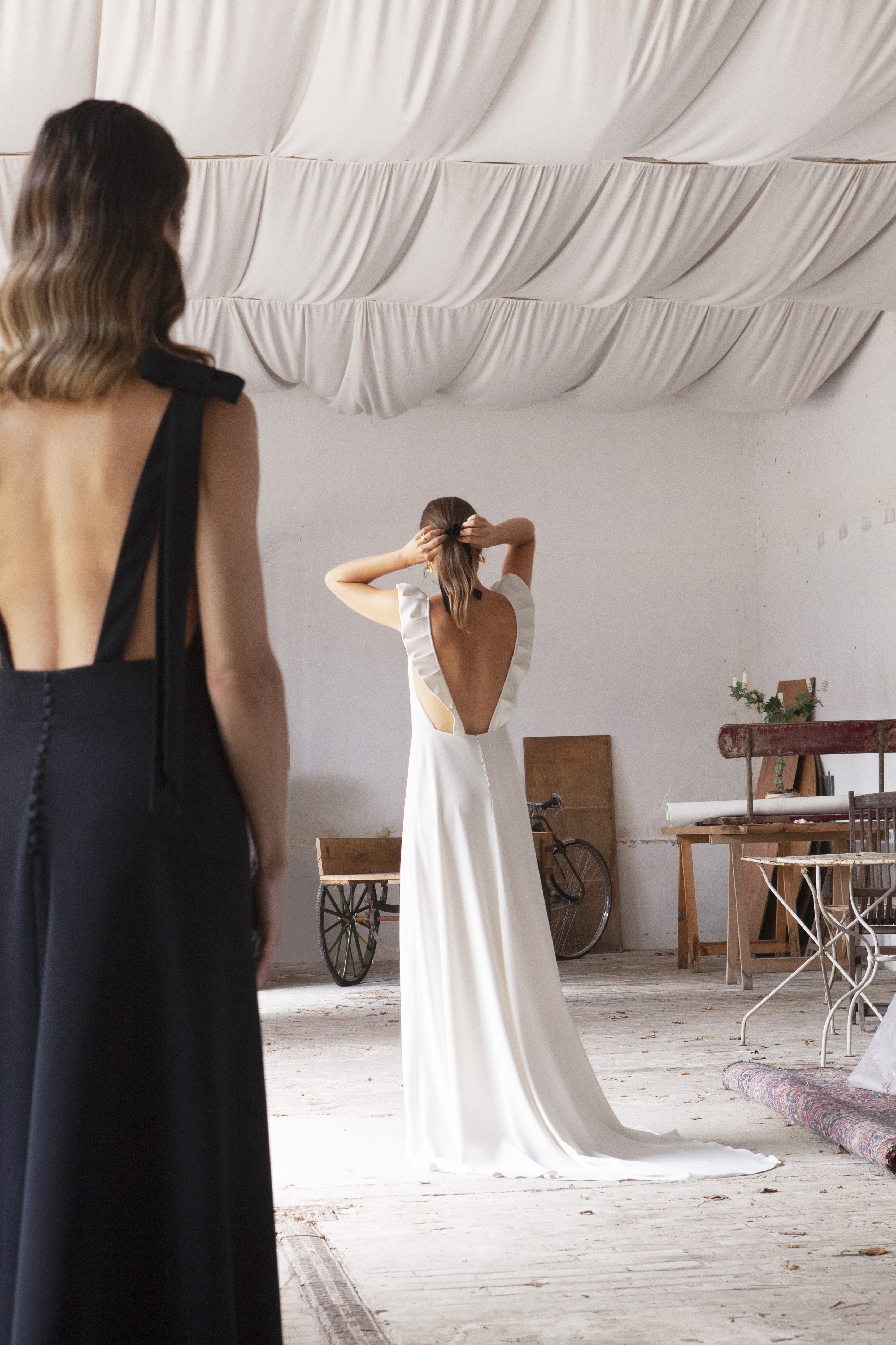Maison Floret Sur-mesure Yves robe bretelles volants