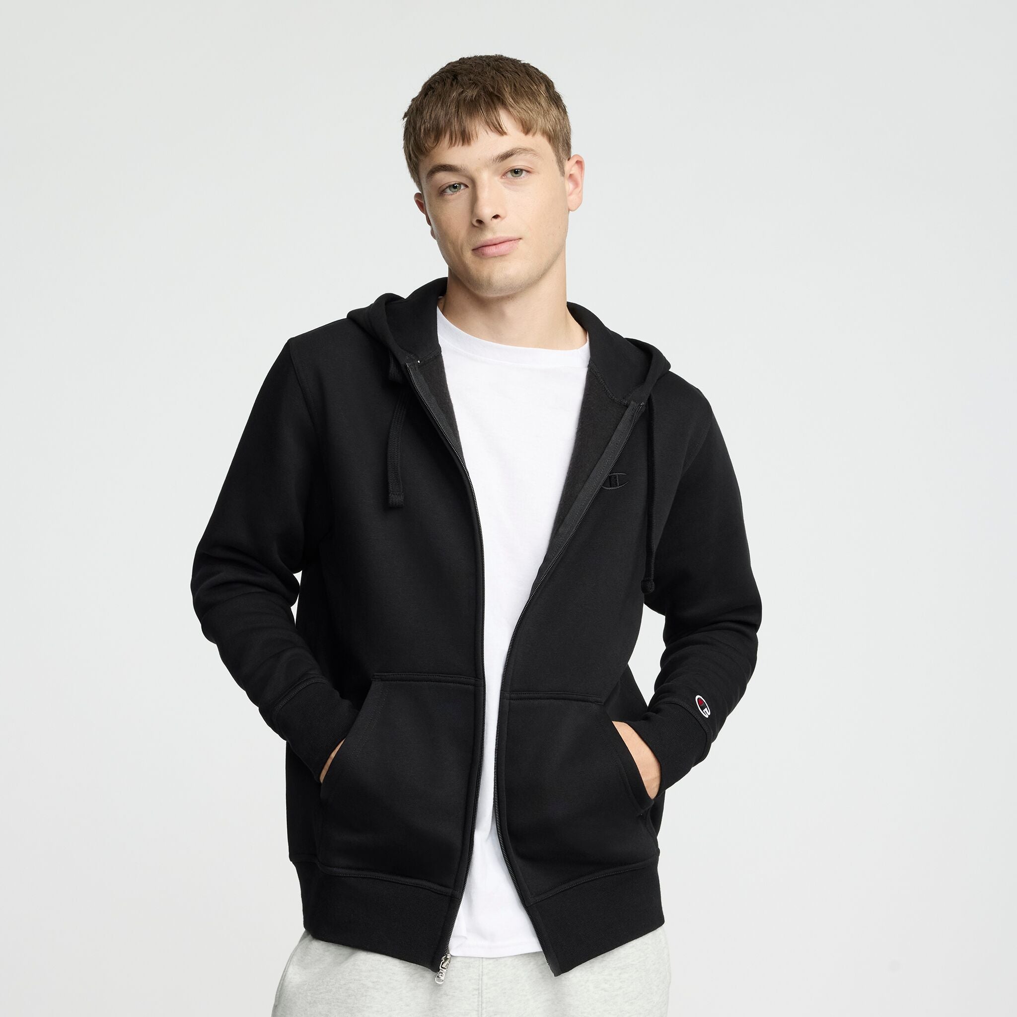 Champion Powerblend Full-Zip Hoodie sweat zippé Noir gratté