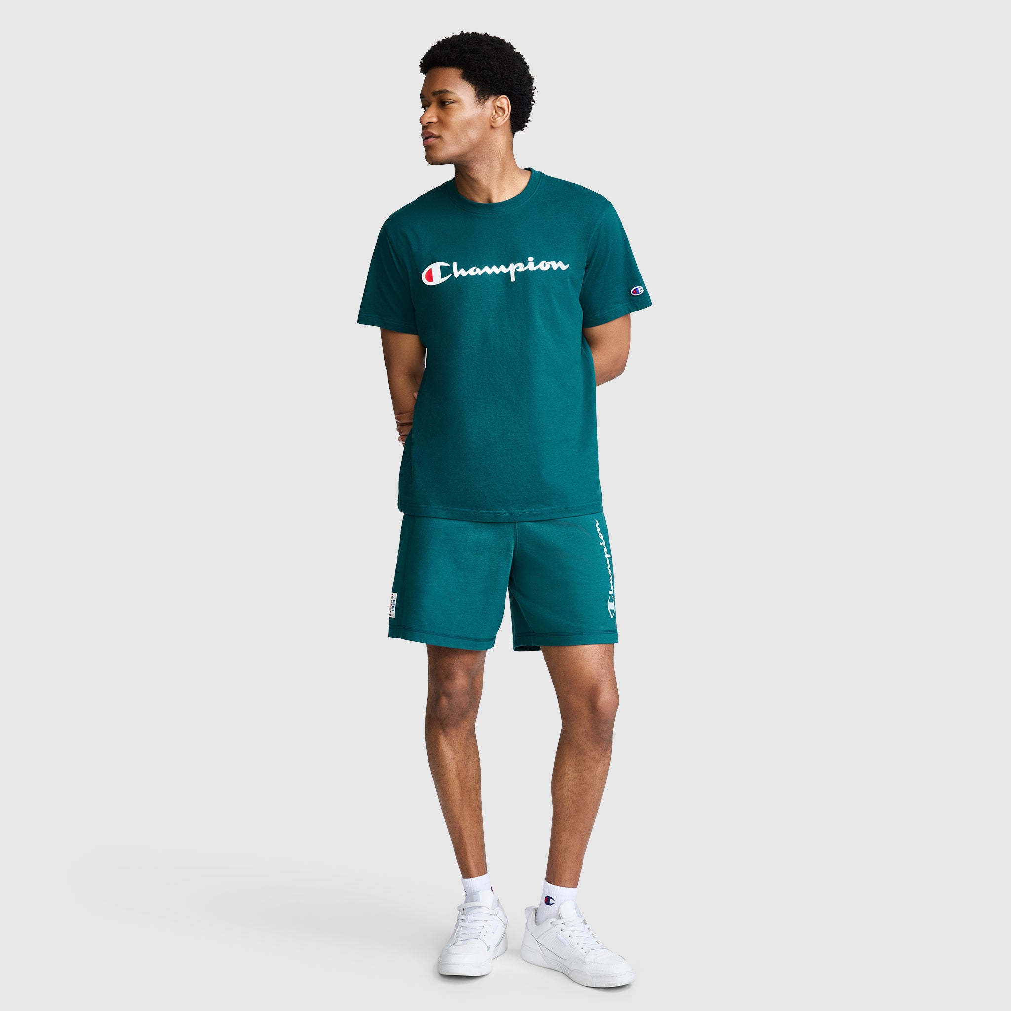 Champion Classic Graphic Script Logo t-shirt homme Deep Teal coton