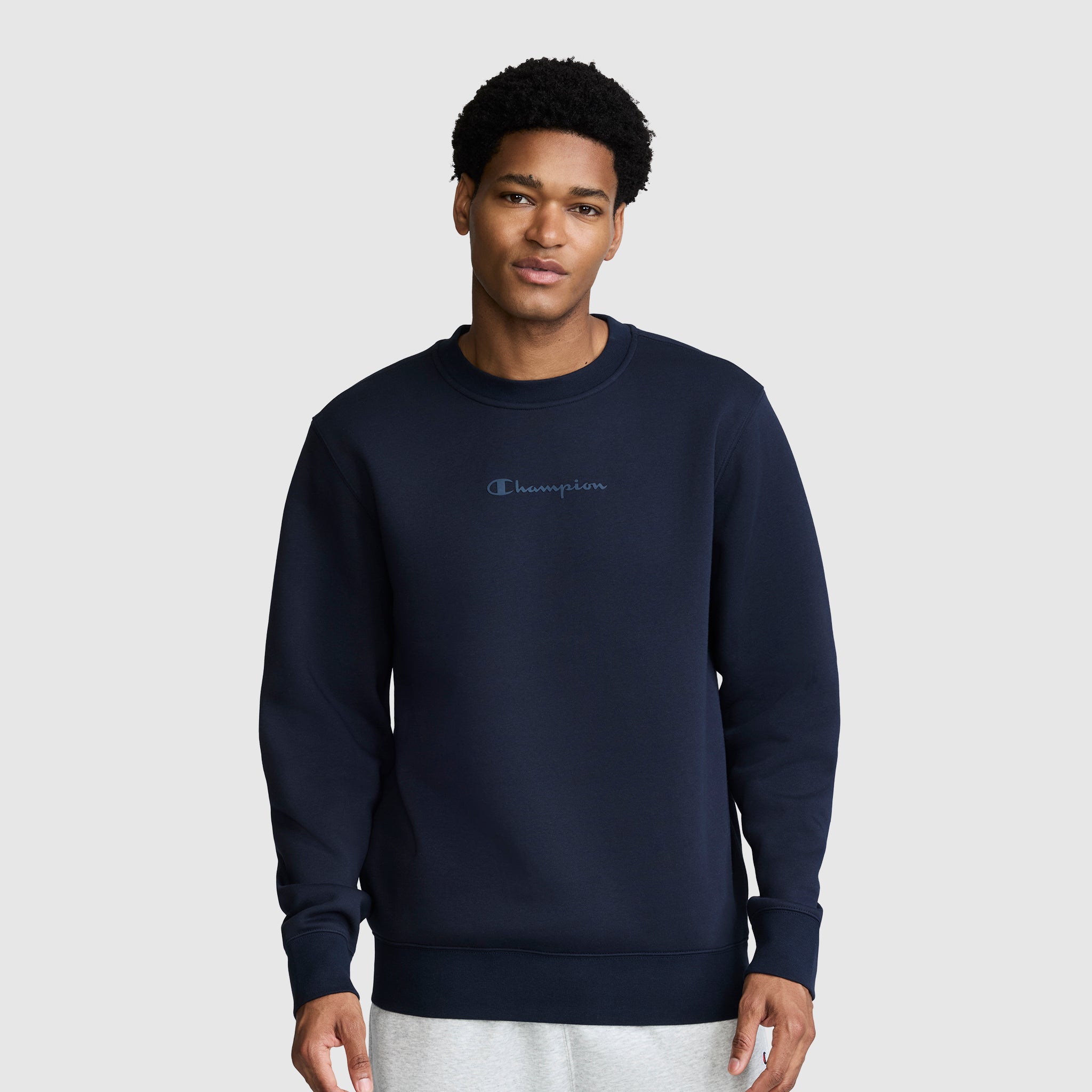 Champion Powerblend Crewneck sweat marine logo tonal