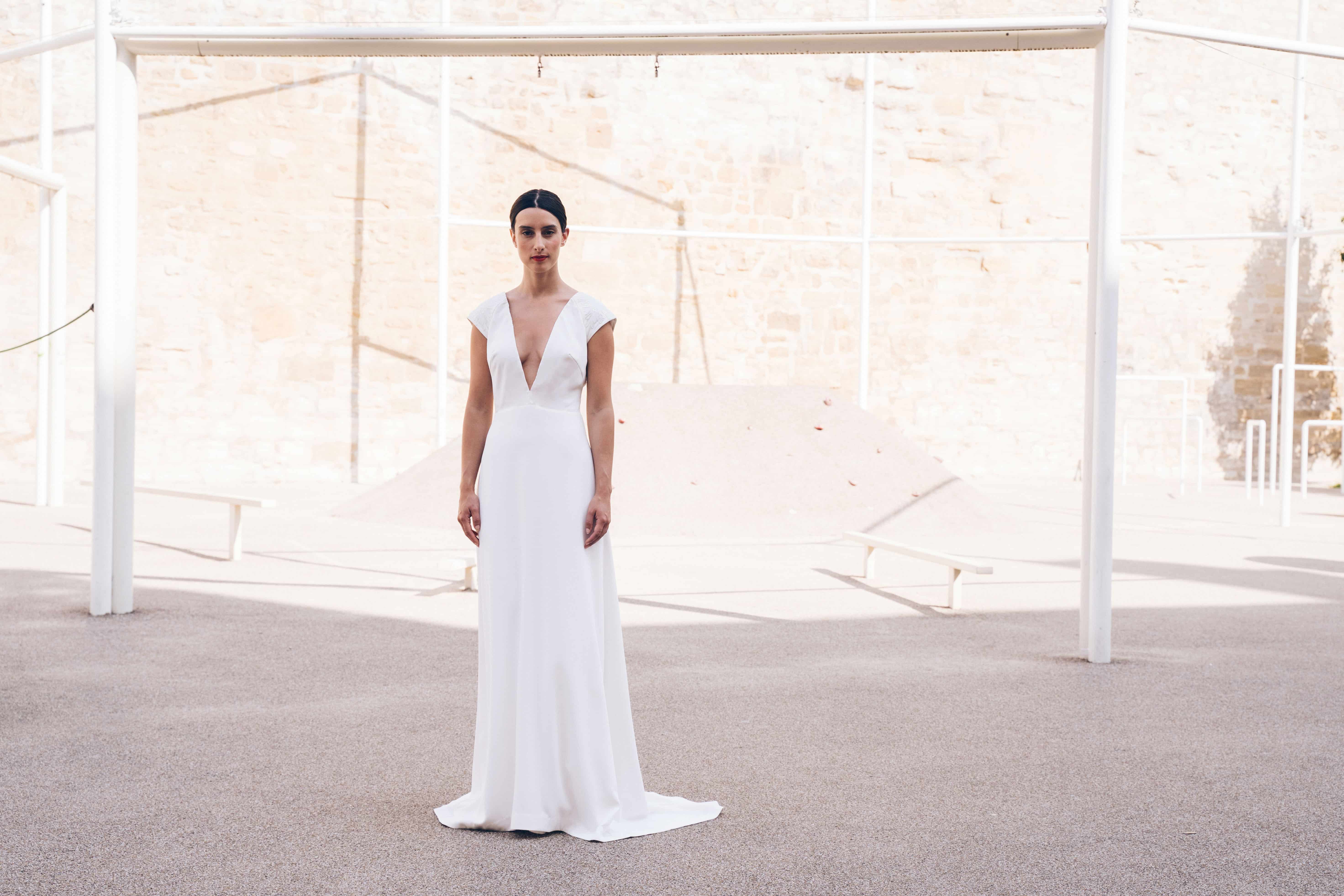 Maison Floret Sur-mesure Jonas robe de mariée crêpe brodée