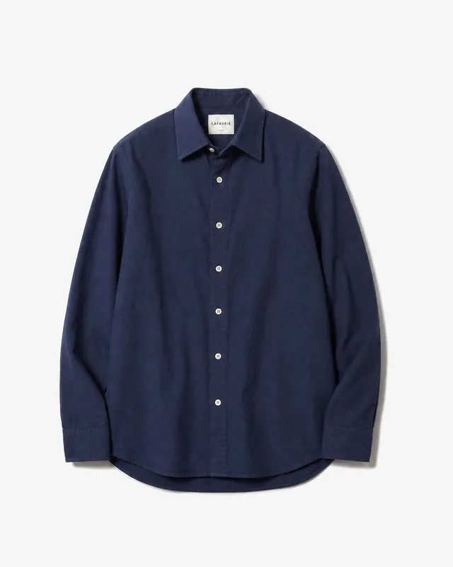 LAFAURIE HUGUES Navy chemise oxford coton coupe droite