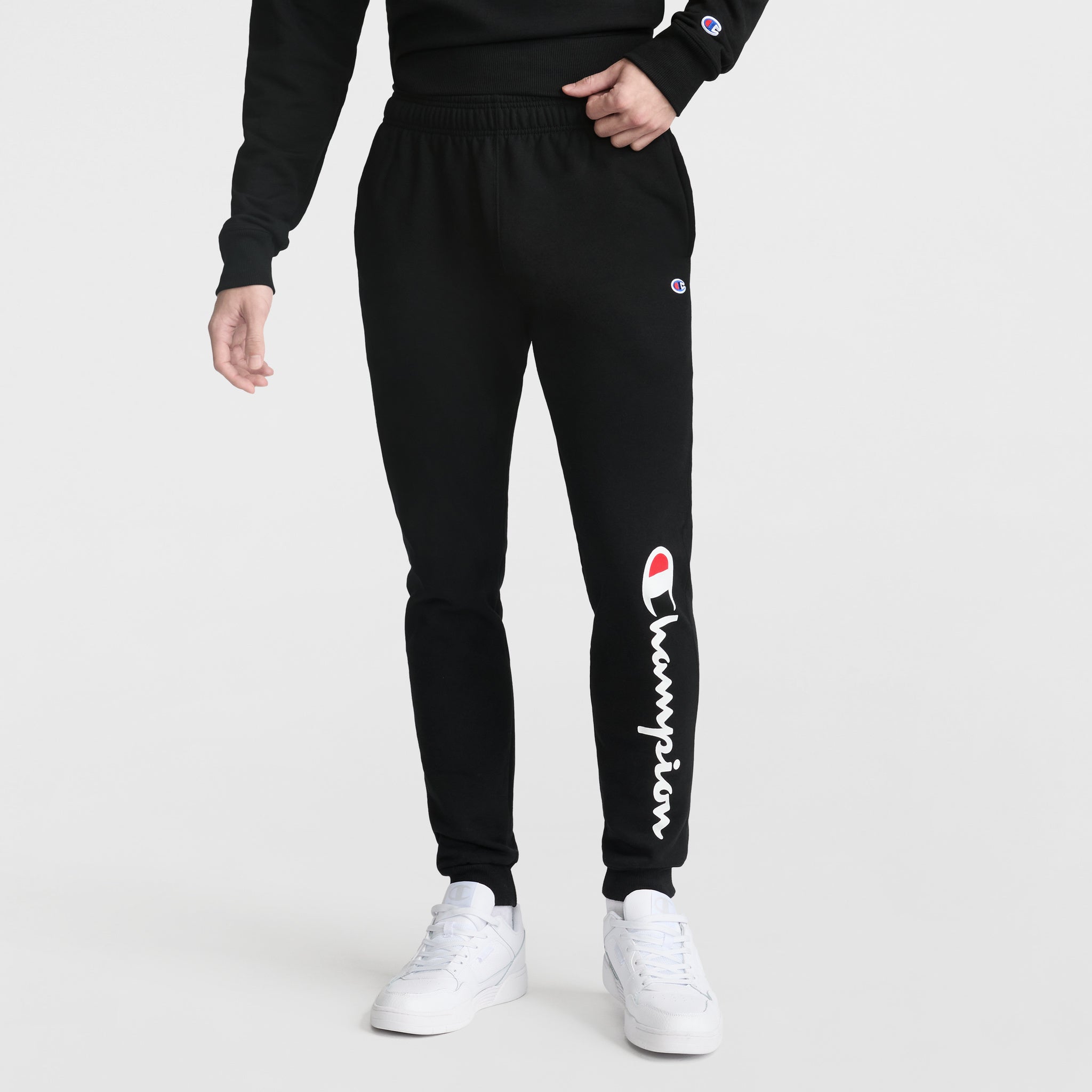 Champion Powerblend Script Logo jogging homme noir coton