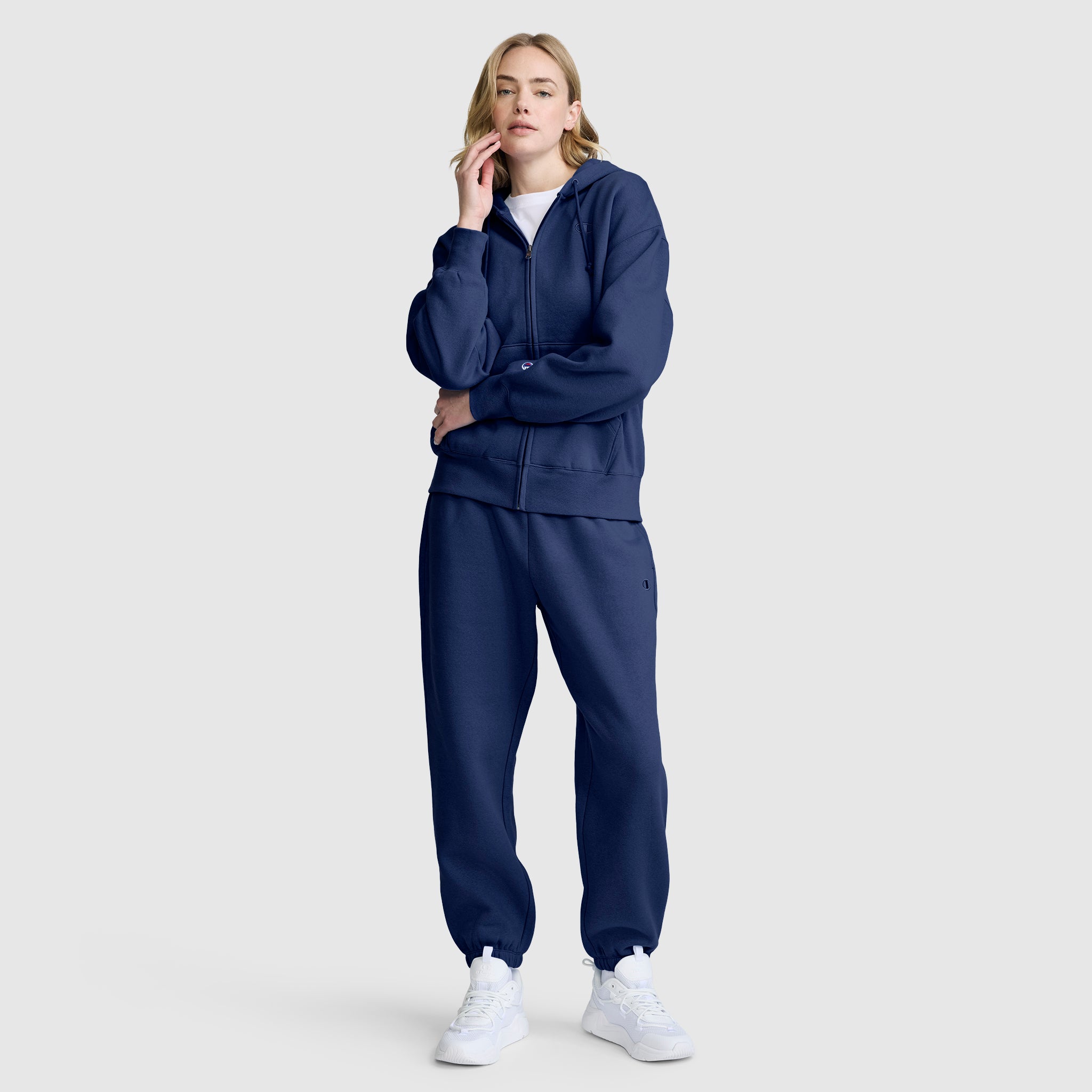 Champion Powerblend Oversized Sweatpants C Logo jogging bleu molleton