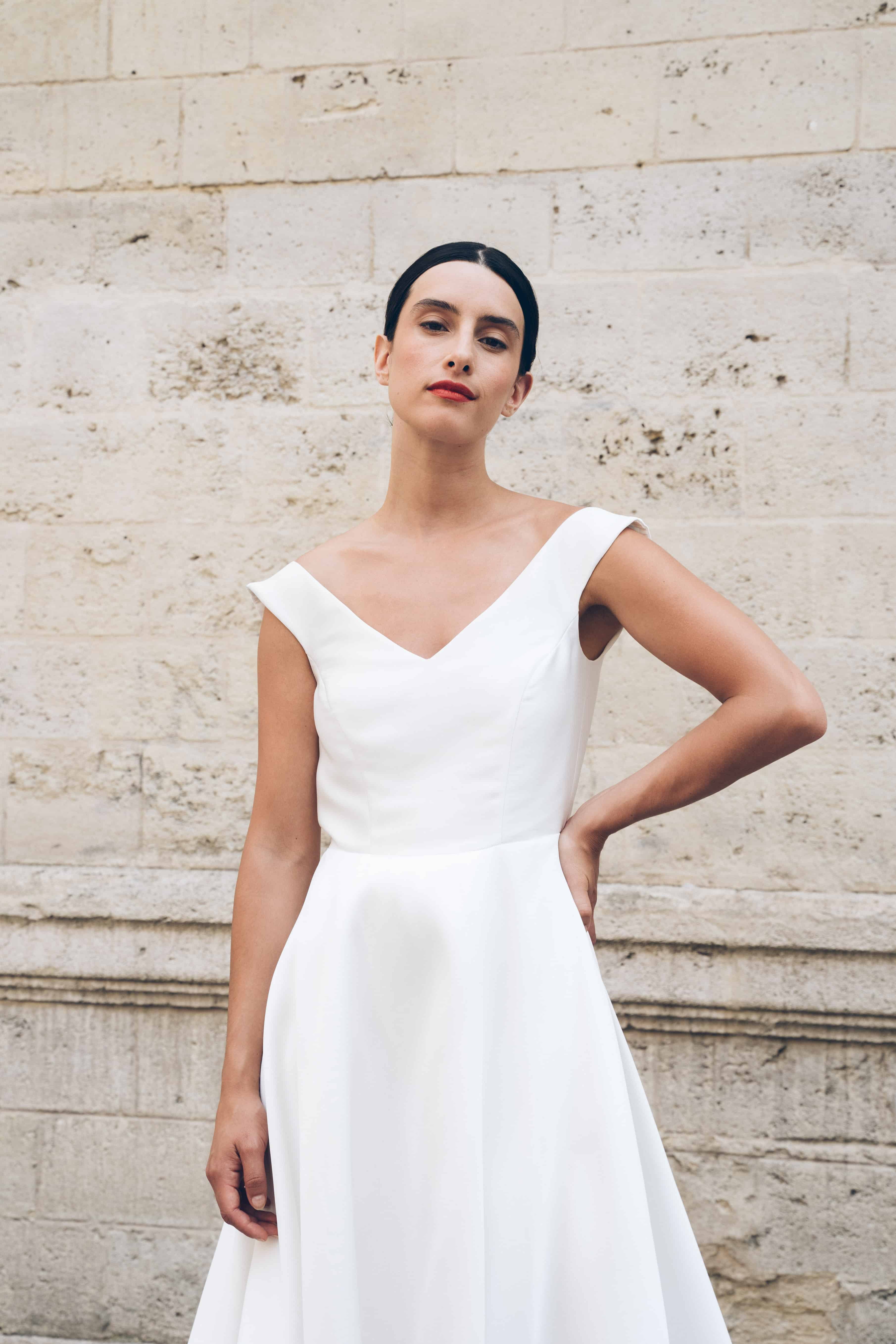 Maison Floret Sur-mesure Marceau robe mikado soie col V