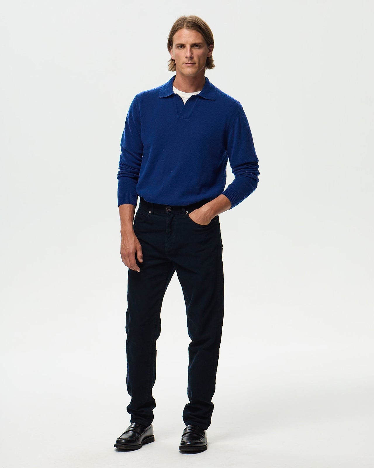 LAFAURIE DEAN Pantalon velours Navy ajusté