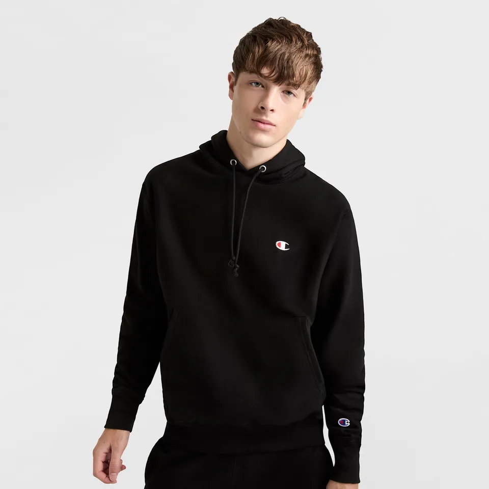 Champion Reverse Weave Small C sweat à capuche noir coupe classique