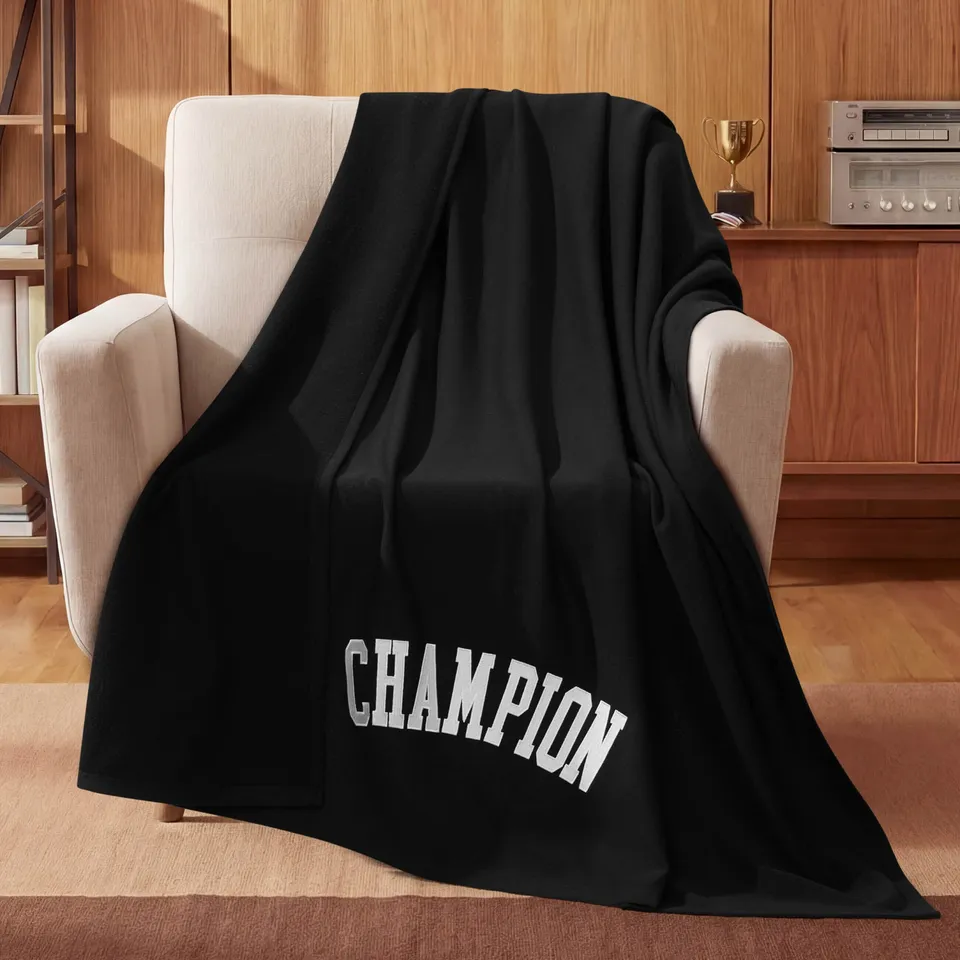 Champion Jersey Plaid noir 127x178 cm réversible