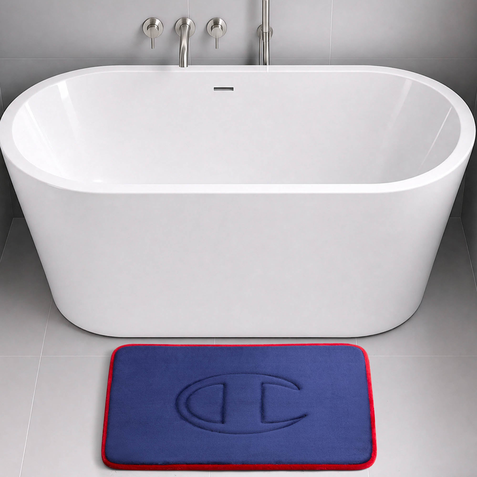 Champion Quilted Logo tapis de bain matelassé bleu foncé 17x24