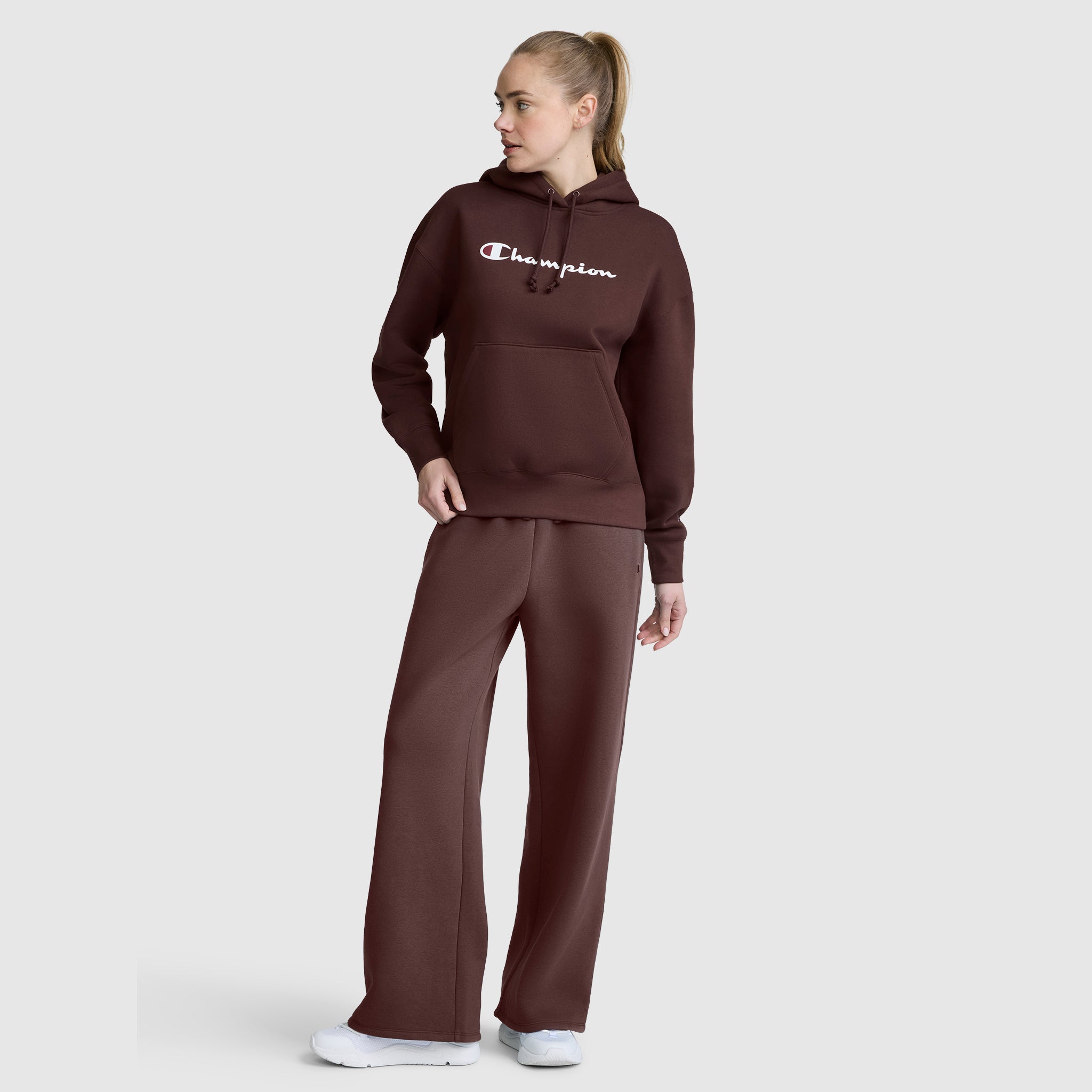 Champion Wide Leg Fleece jogging large marron Bitter Chocolate