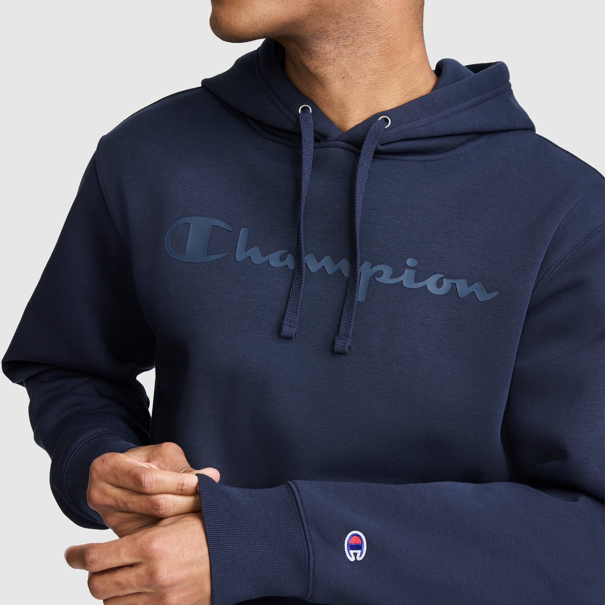 Champion Powerblend Hoodie sweat homme bleu coton