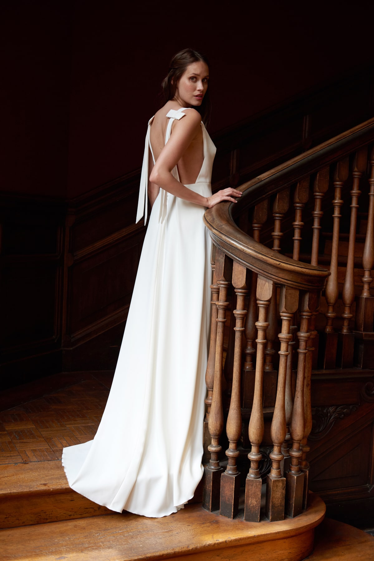 Maison Floret Sur-mesure Byron robe de mariée crêpe bretelles