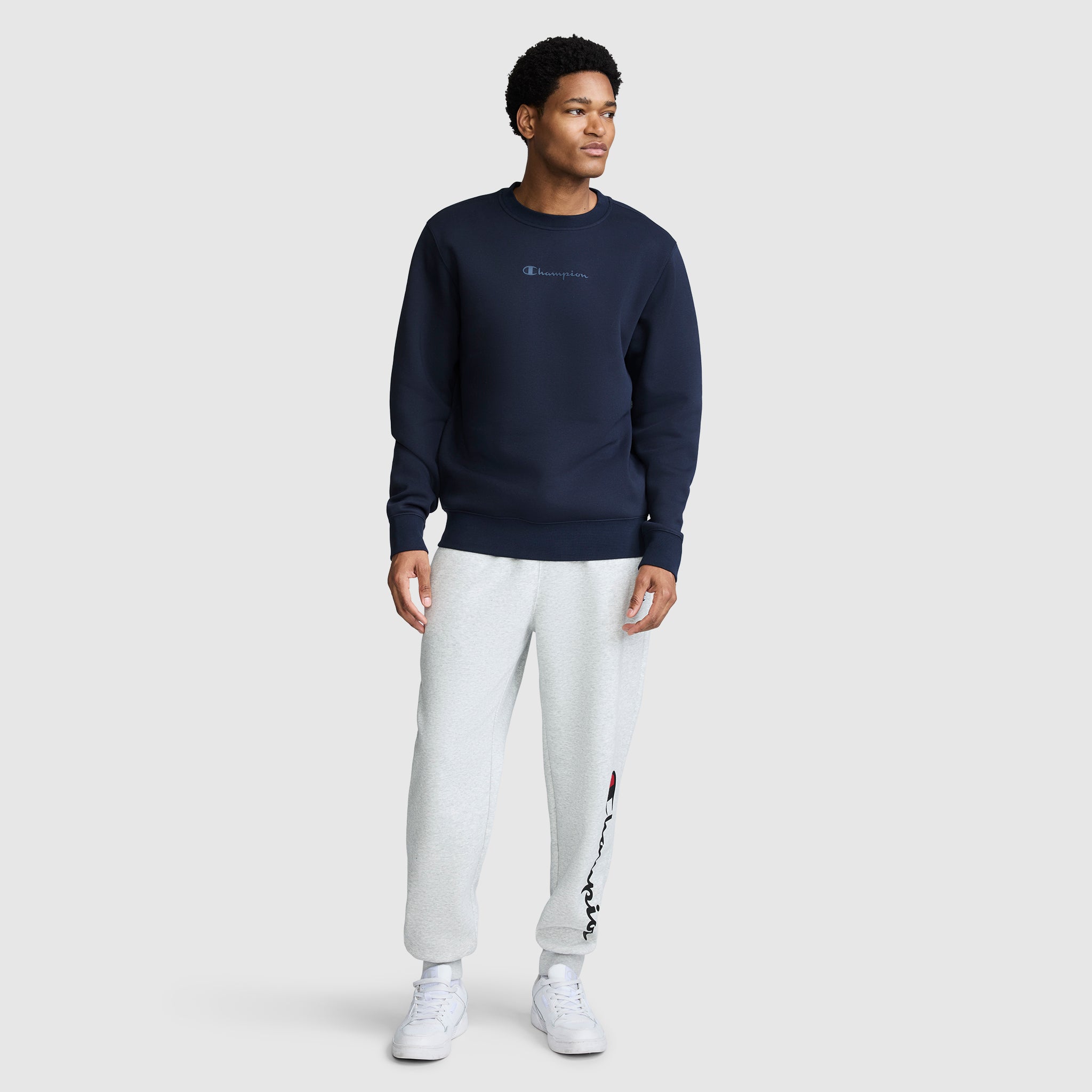 Champion Powerblend Crewneck sweat marine logo tonal