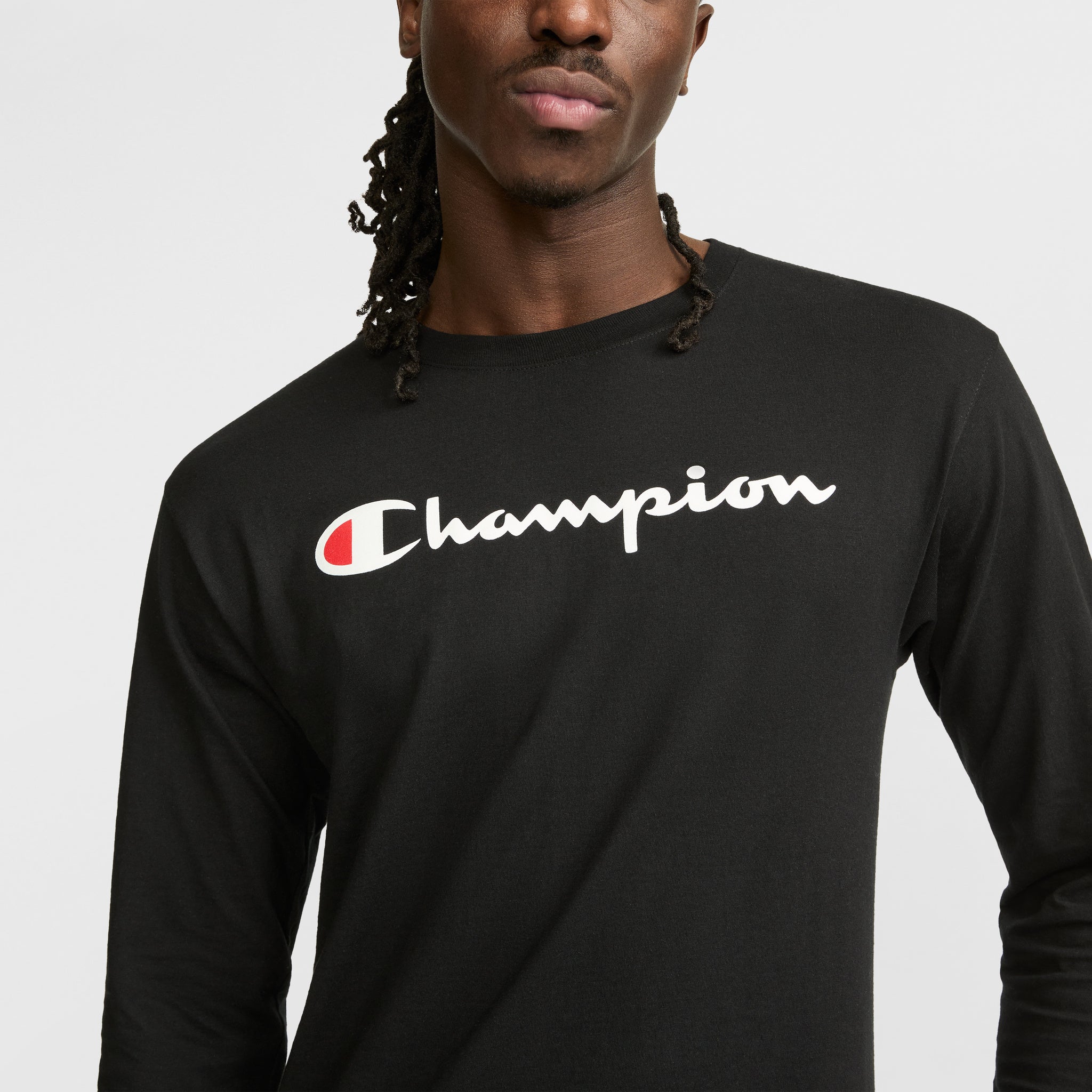 Champion Classic Graphic T-Shirt script logo noir manches longues