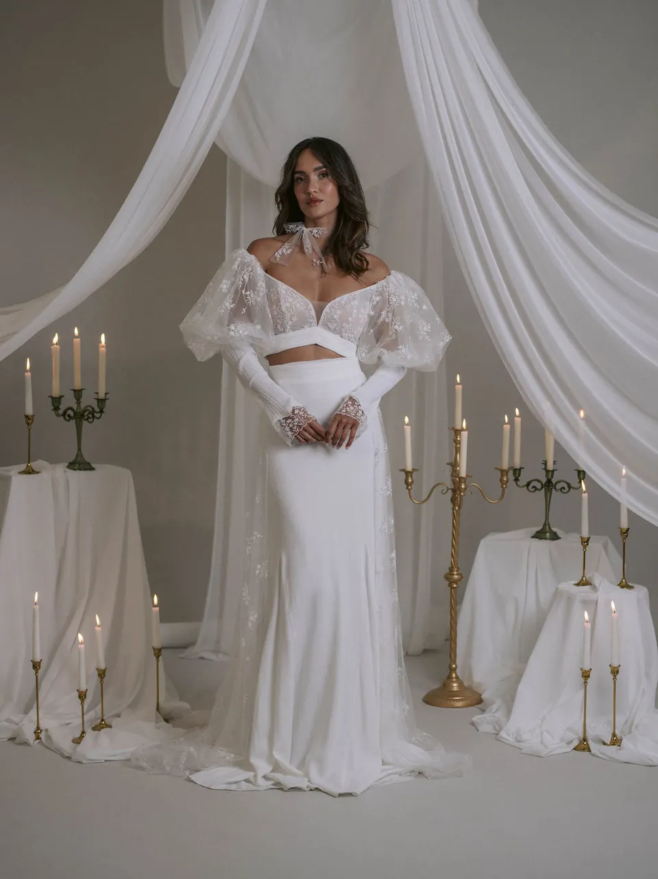 Rime Arodaky Bridal Cherry Lips ensemble top jupe brodé