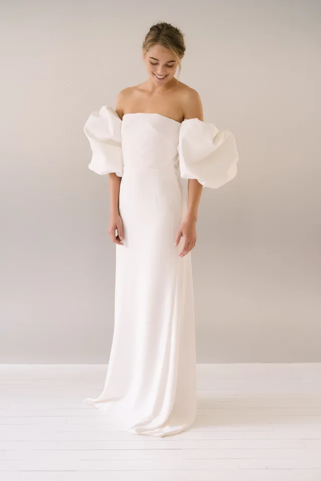 Maison Floret Sur-mesure Magnus avec manches robe bustier crêpe
