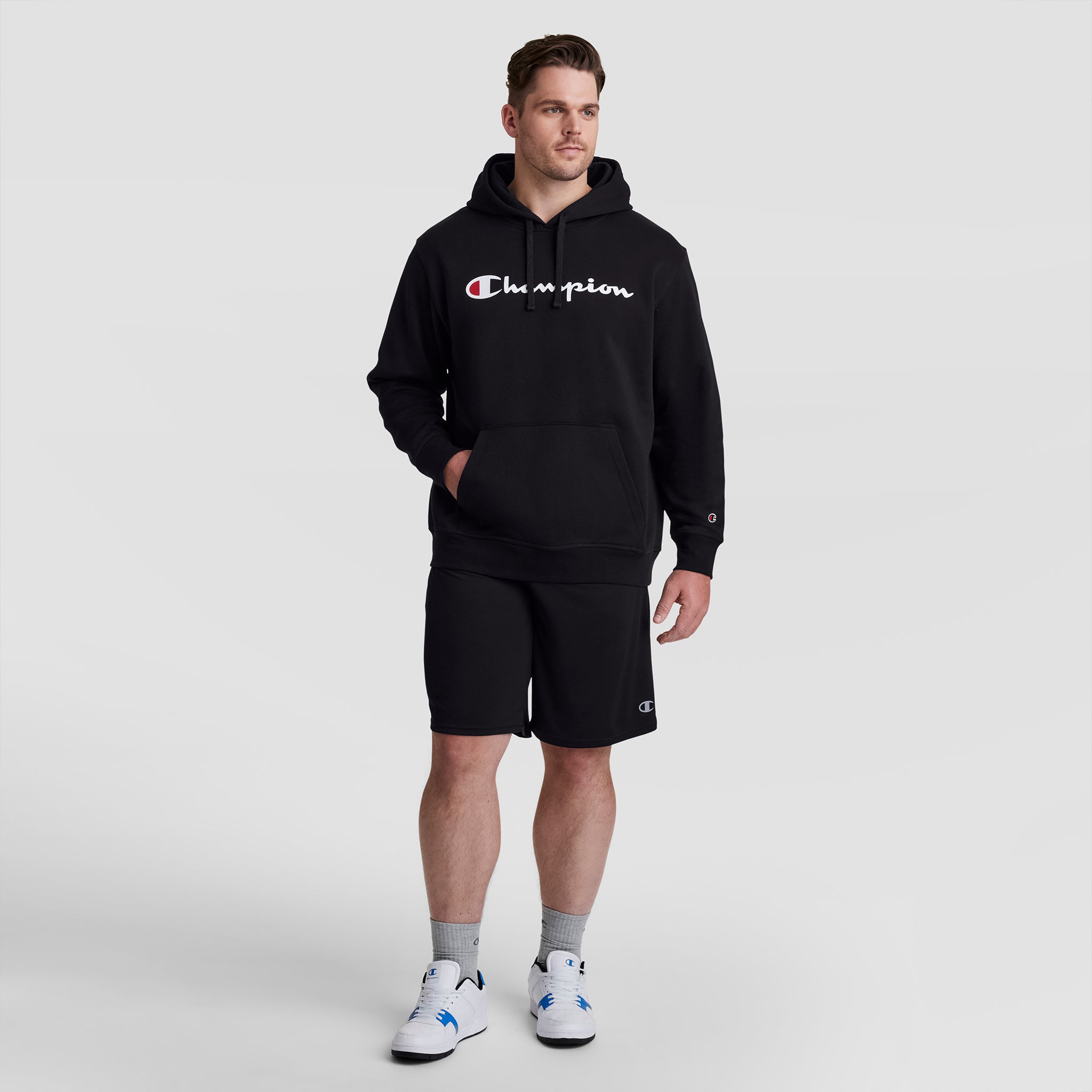 Champion Powerblend hoodie sweat à capuche noir grande taille logo