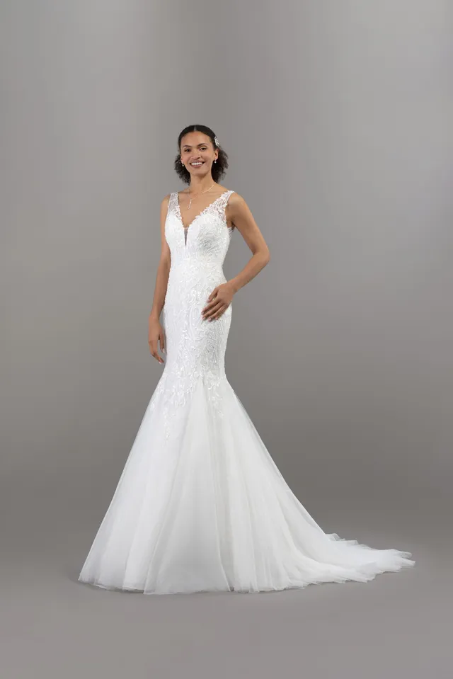 Le Jour de Notre Oui Fiesta robe de mariée satin évasée