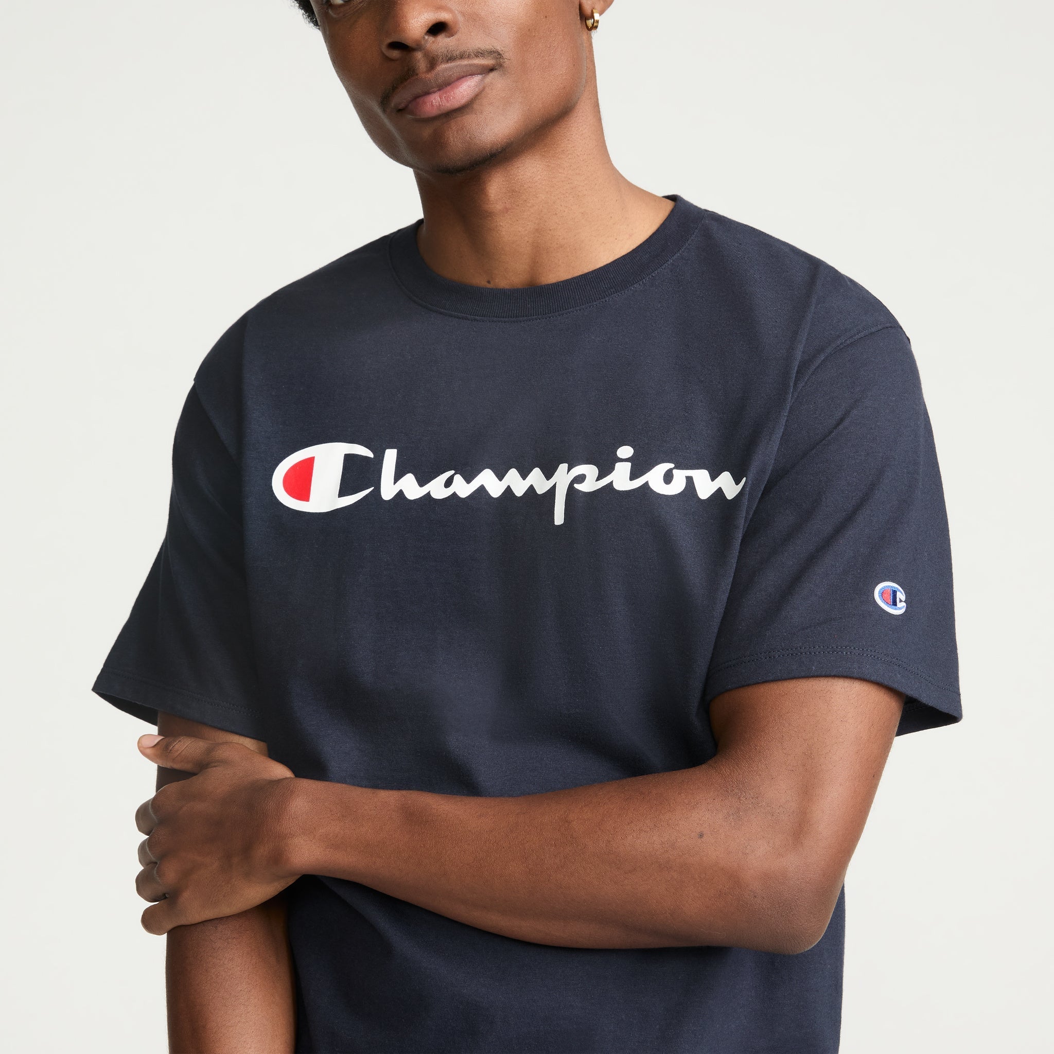 Champion Classic Graphic Script Logo t-shirt homme Deep Navy coton