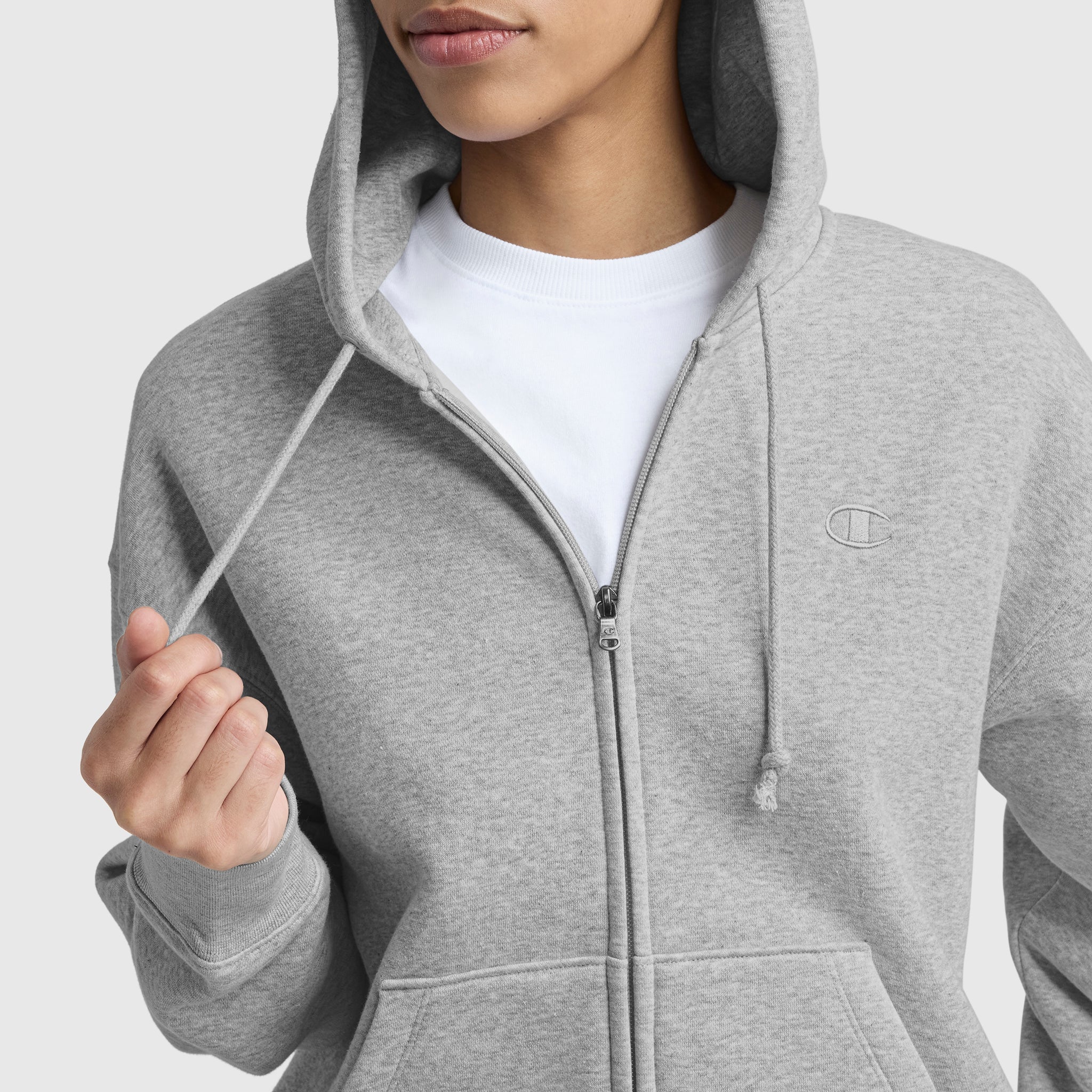Champion Powerblend sweat zippé femme gris molleton