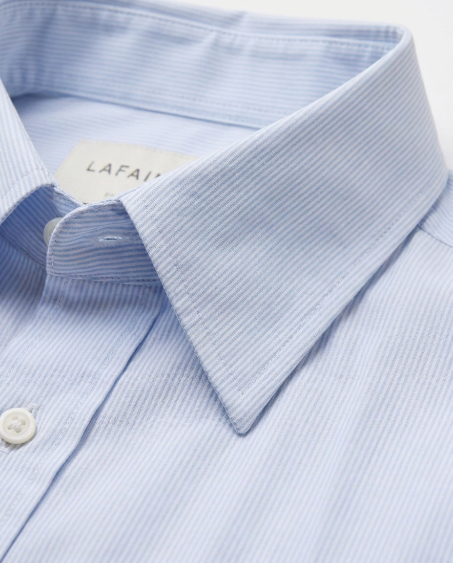 LAFAURIE HARVARD Chemise Homme Blanc Ciel Rayures Droite