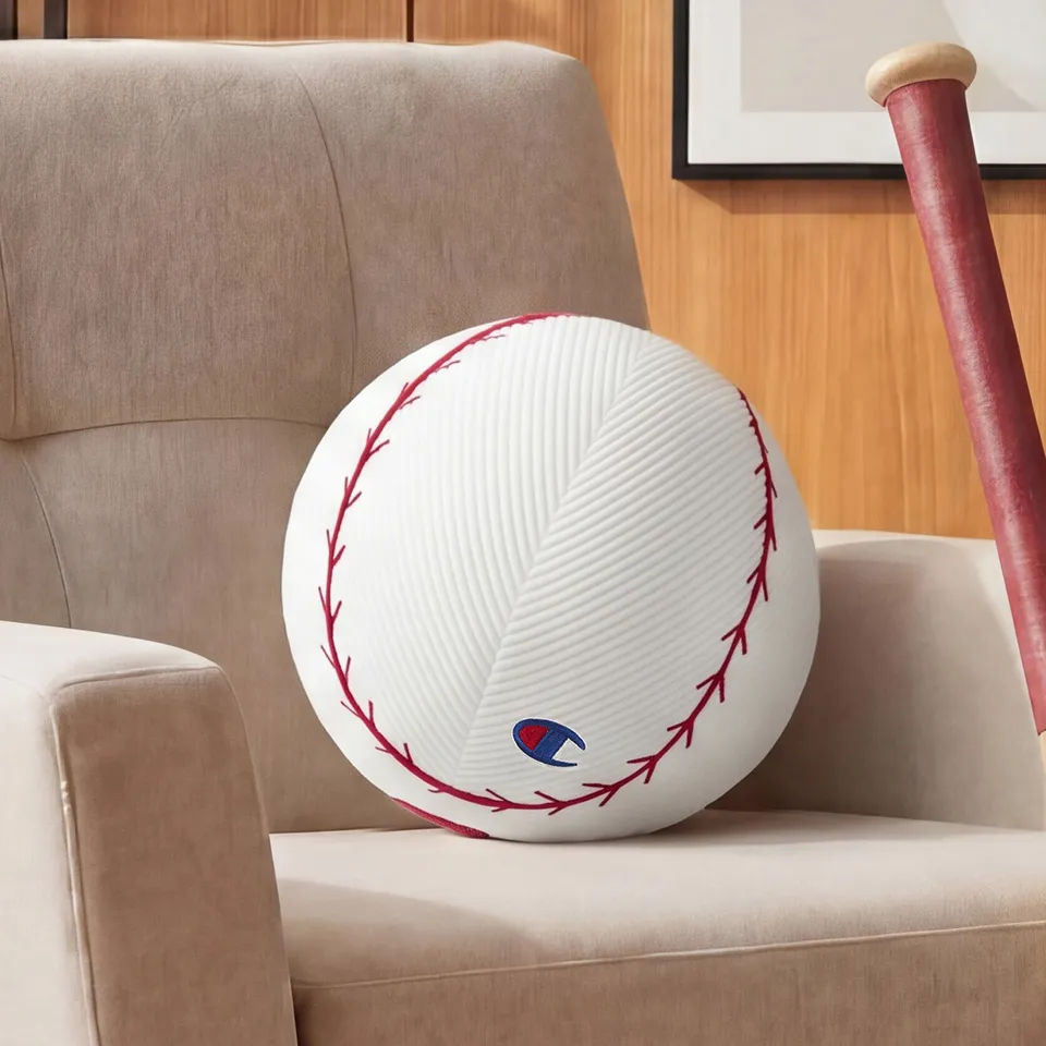 Champion Room Decor Sport coussin baseball blanc velours