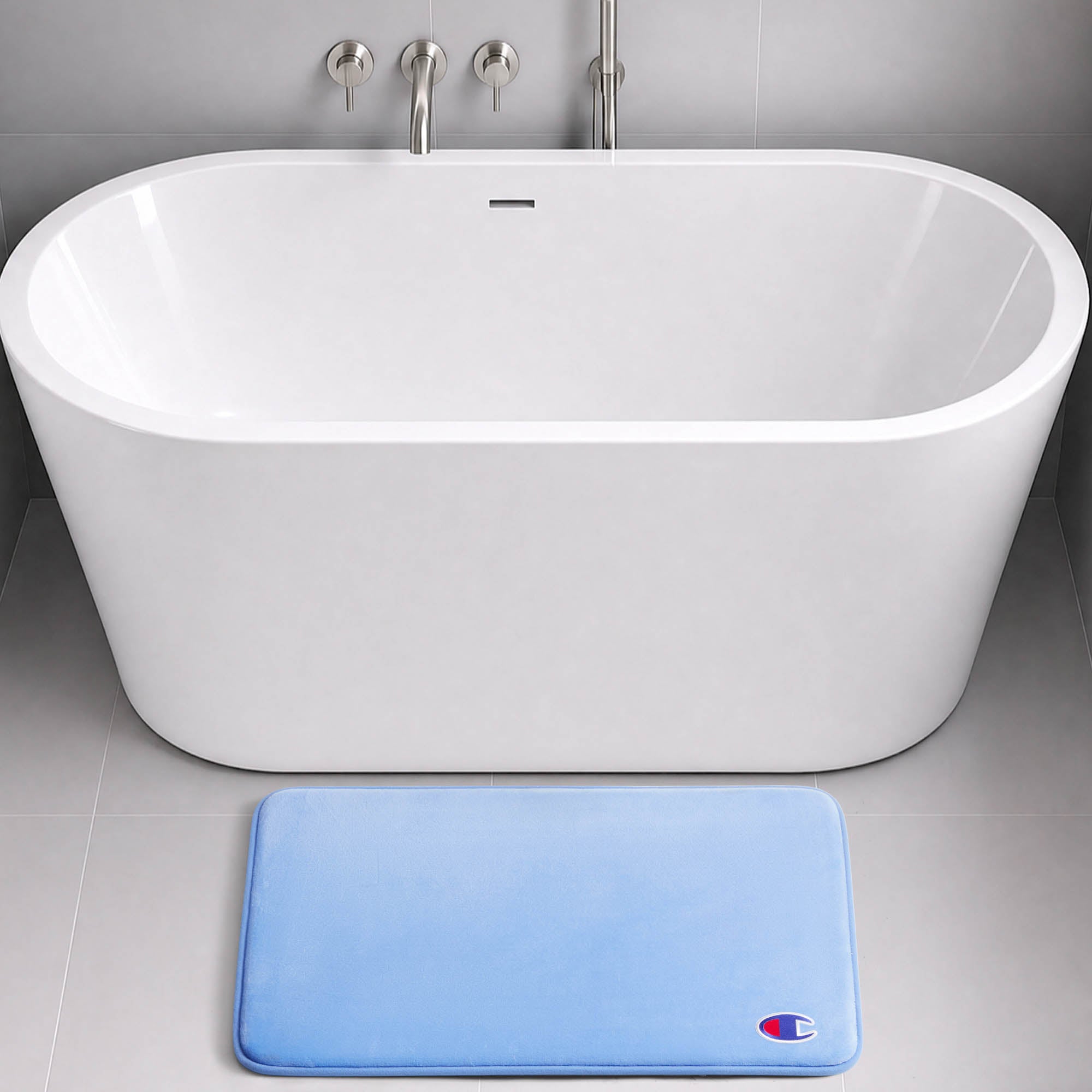 Champion Logo Patch tapis de bain bleu mousse mémoire 17x24