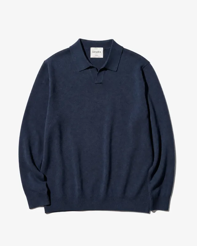 Lafaurie Gabino polo bleu pétrole laine cardée